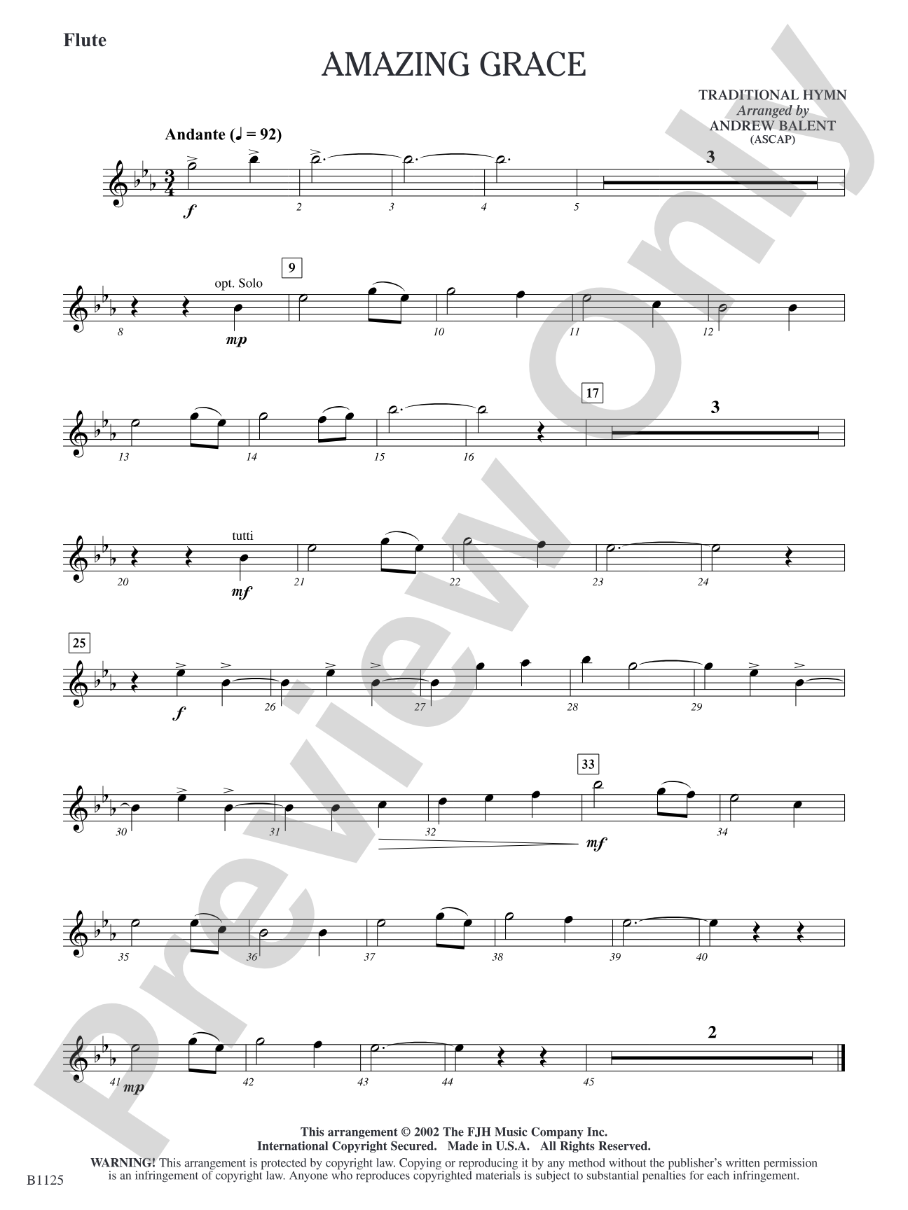 Amazing Grace: Flute
