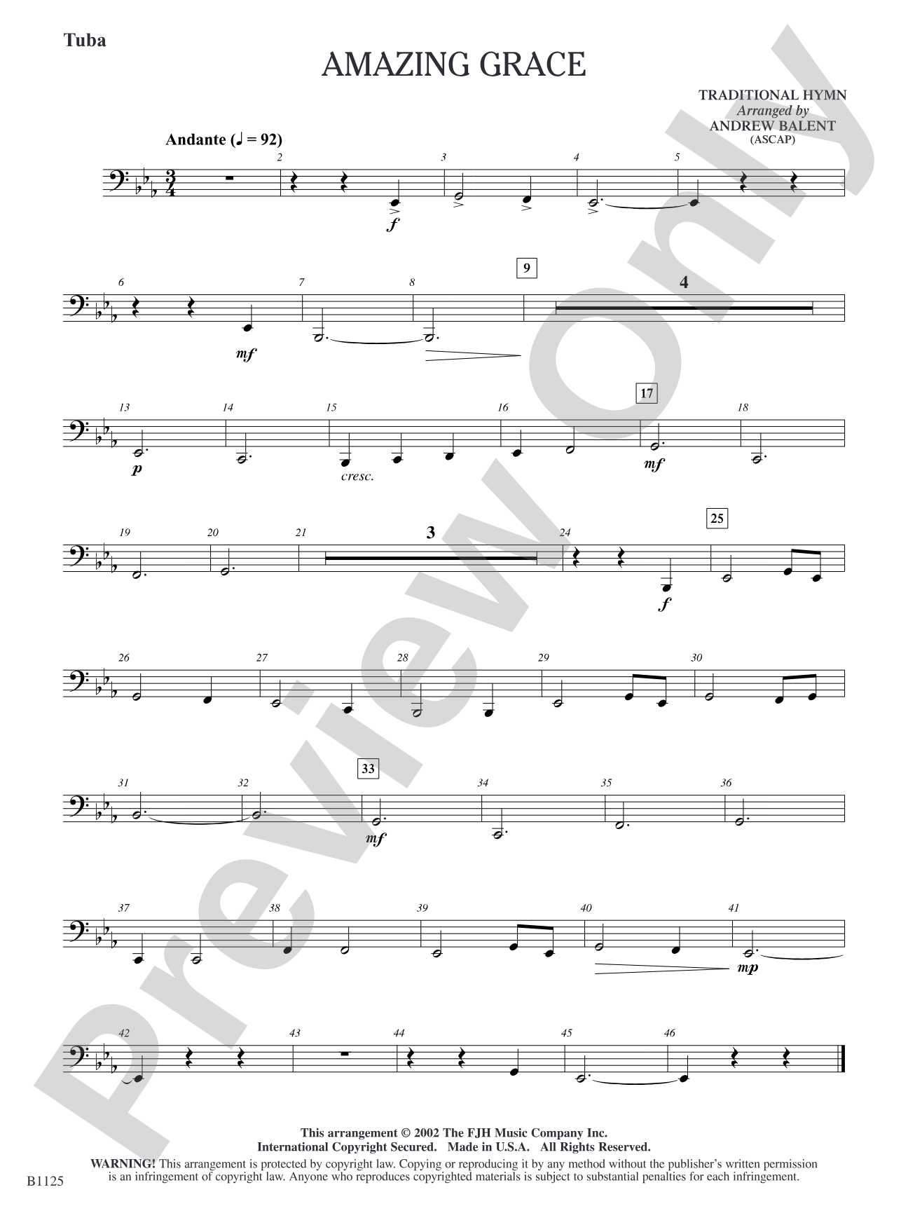 Amazing Grace: Tuba