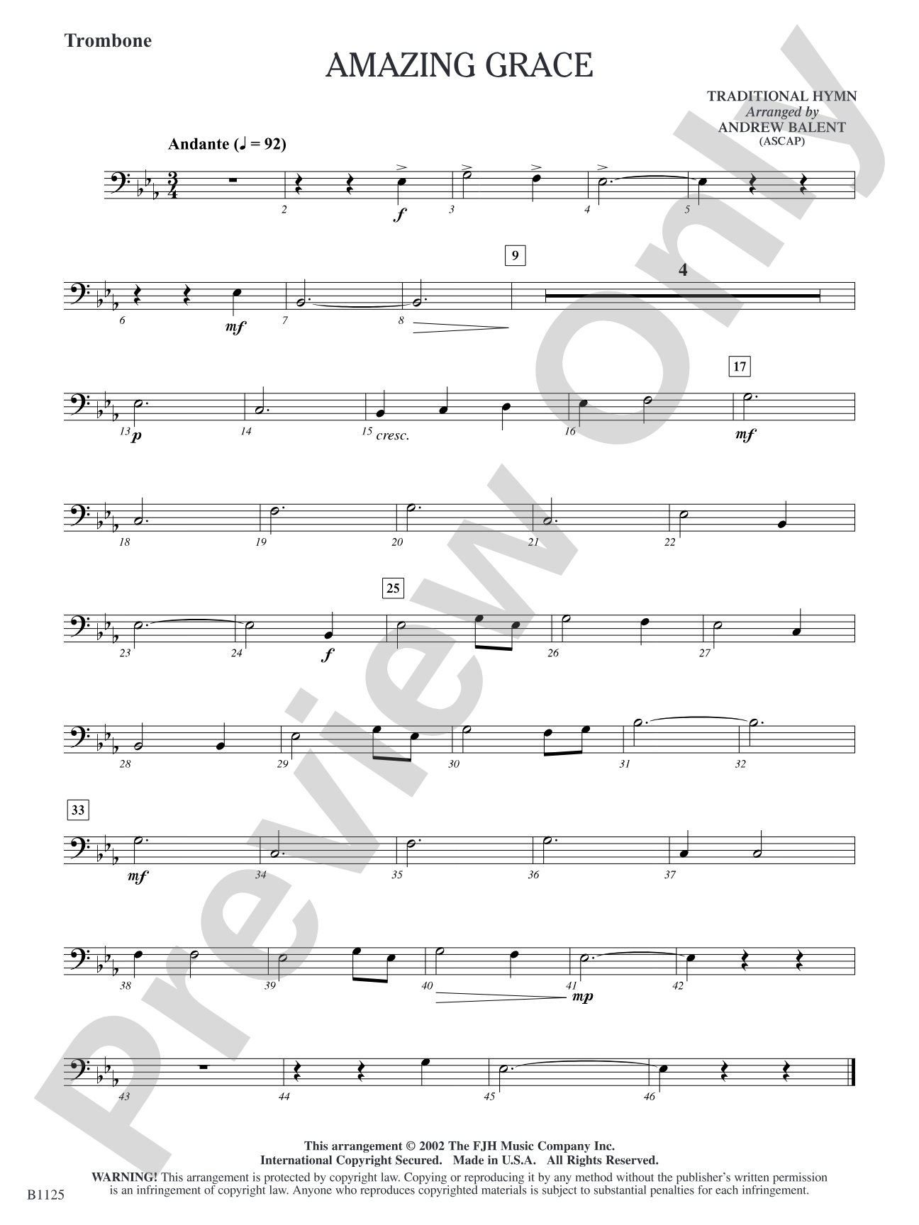 Amazing Grace: Trombone