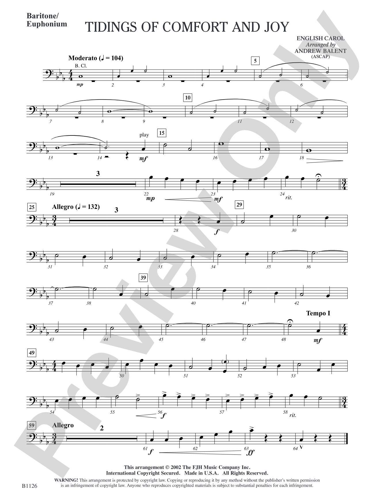 Tidings of Comfort and Joy: Baritone/Euphonium