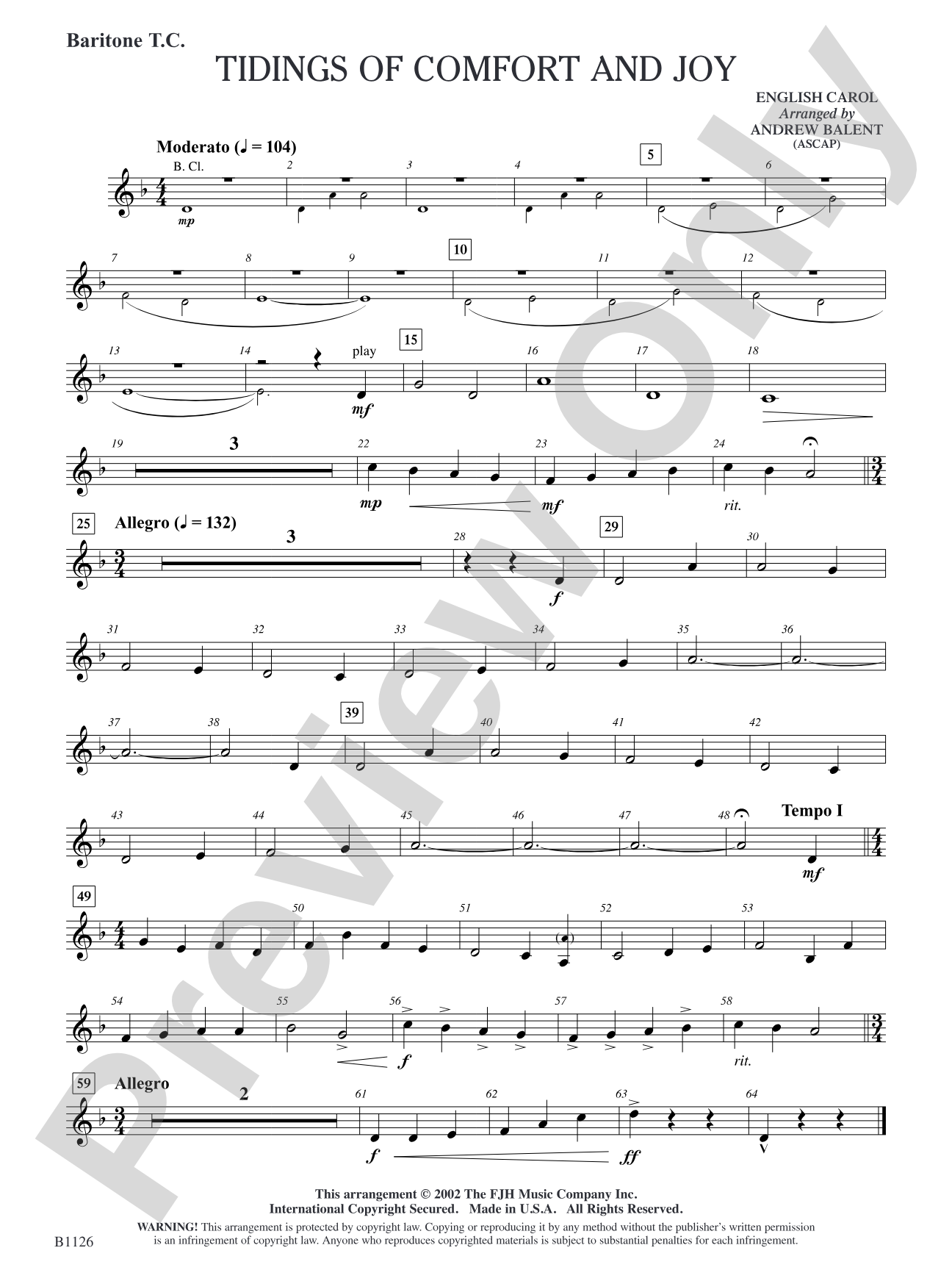Tidings of Comfort and Joy: Baritone T.C.