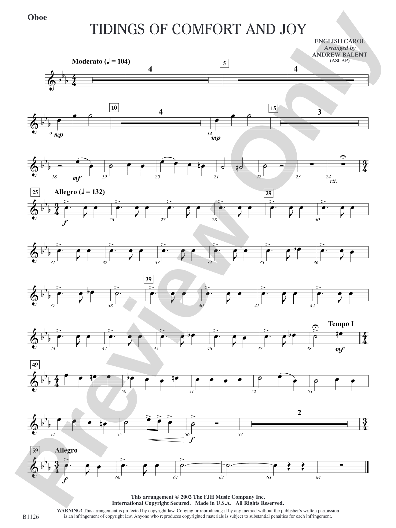 Tidings of Comfort and Joy: Oboe