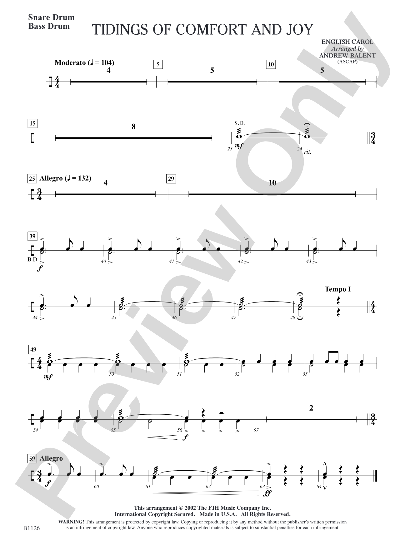 Tidings of Comfort and Joy: Snare Drum/Bass Drum