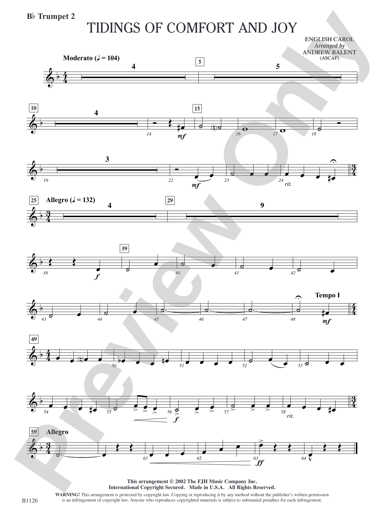 Tidings of Comfort and Joy: B-flat Trumpet 2