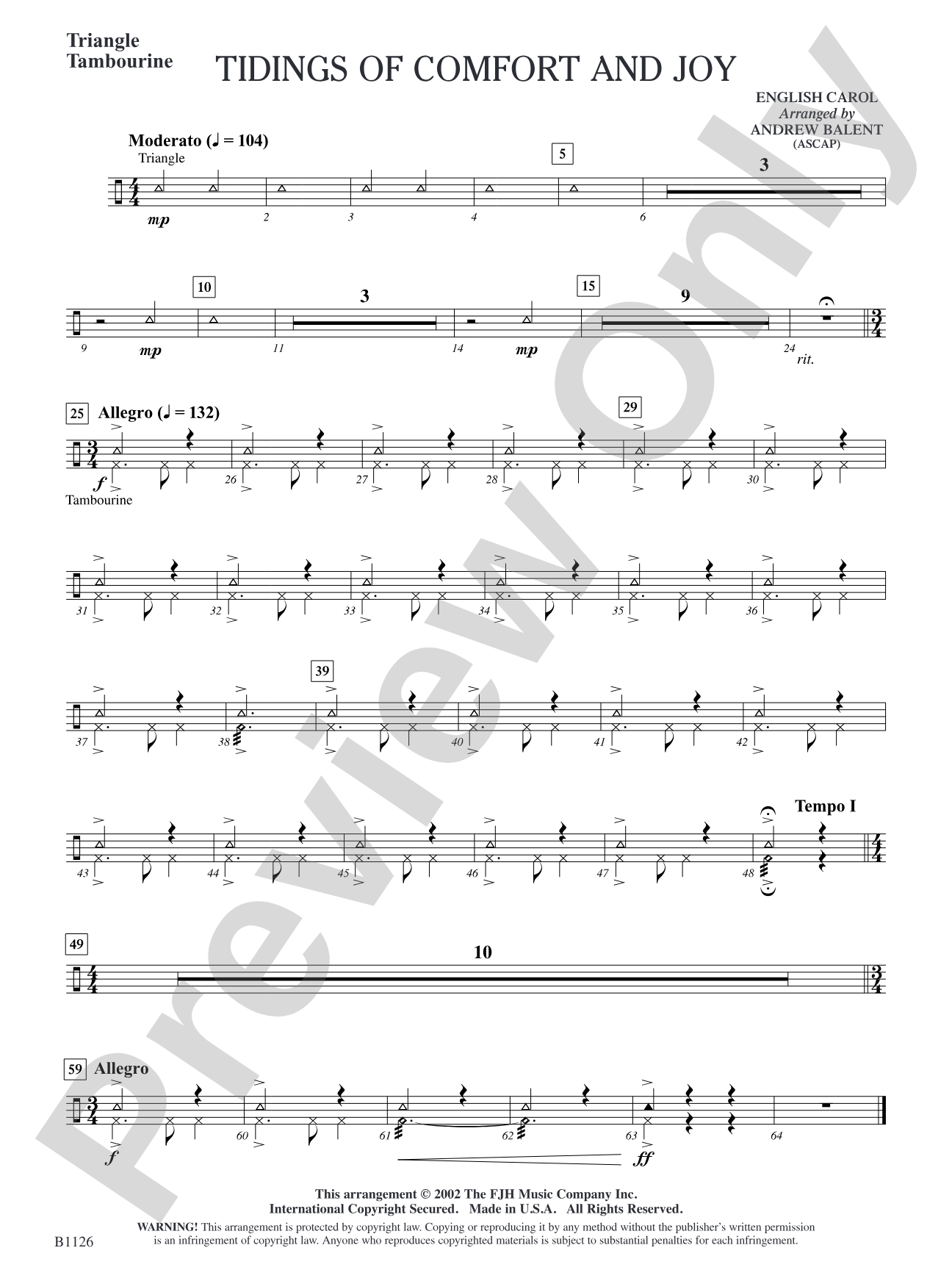Tidings of Comfort and Joy: Triangle/Tambourine