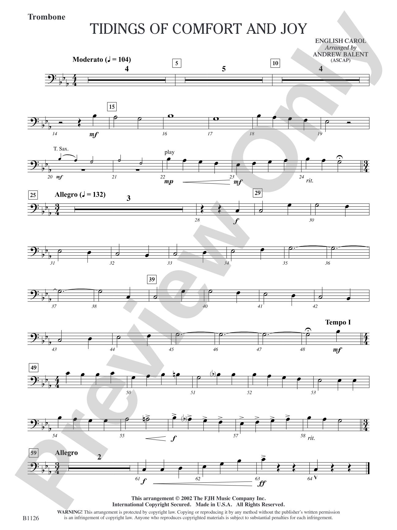 Tidings of Comfort and Joy: Trombone