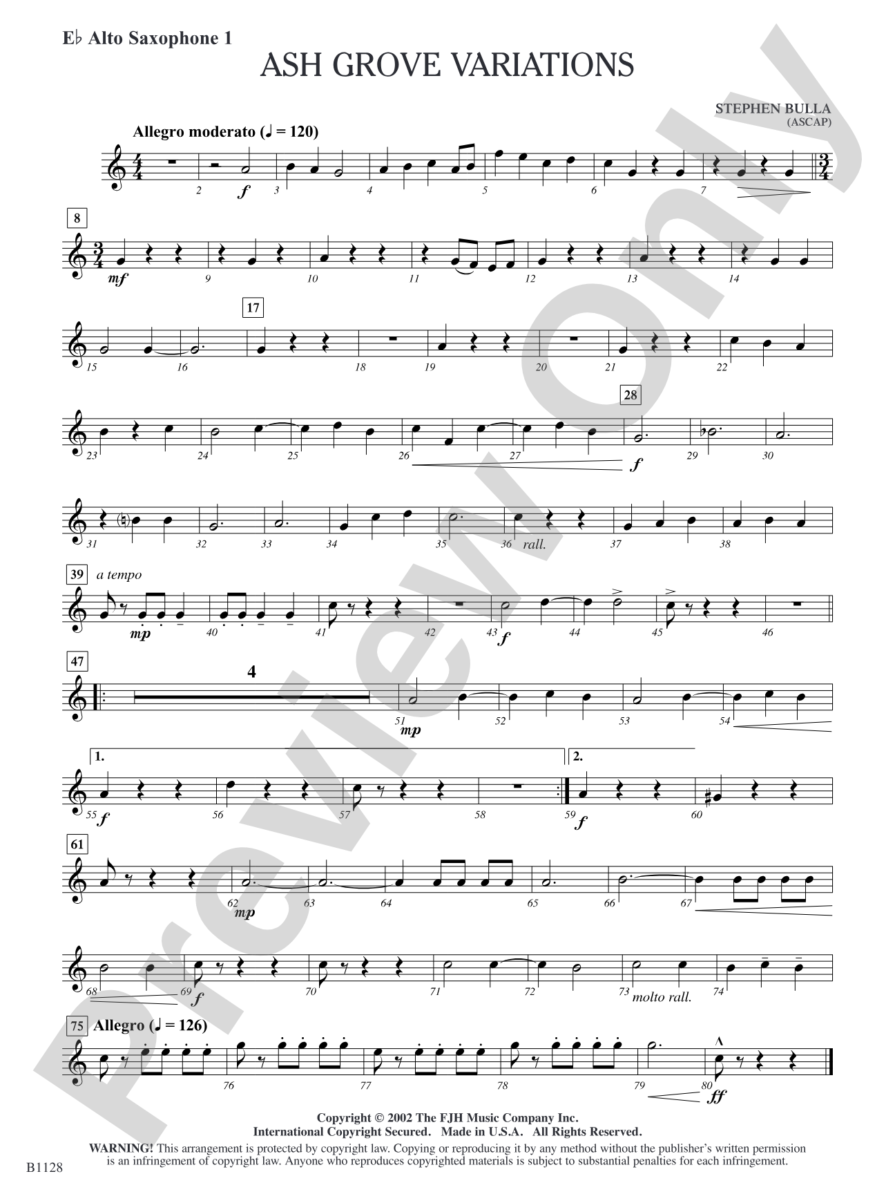 Ash Grove Variations: E-flat Alto Saxophone 1