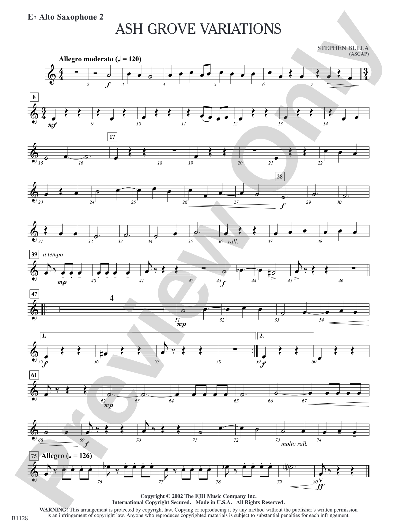 Ash Grove Variations: E-flat Alto Saxophone 2