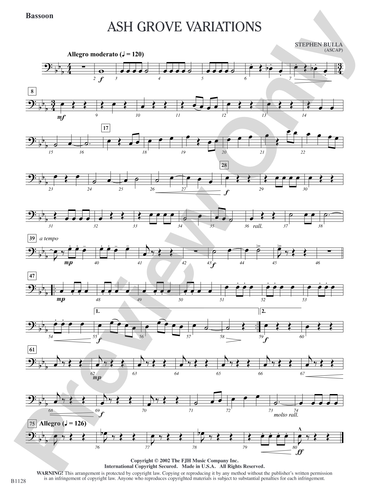 Ash Grove Variations: Bassoon