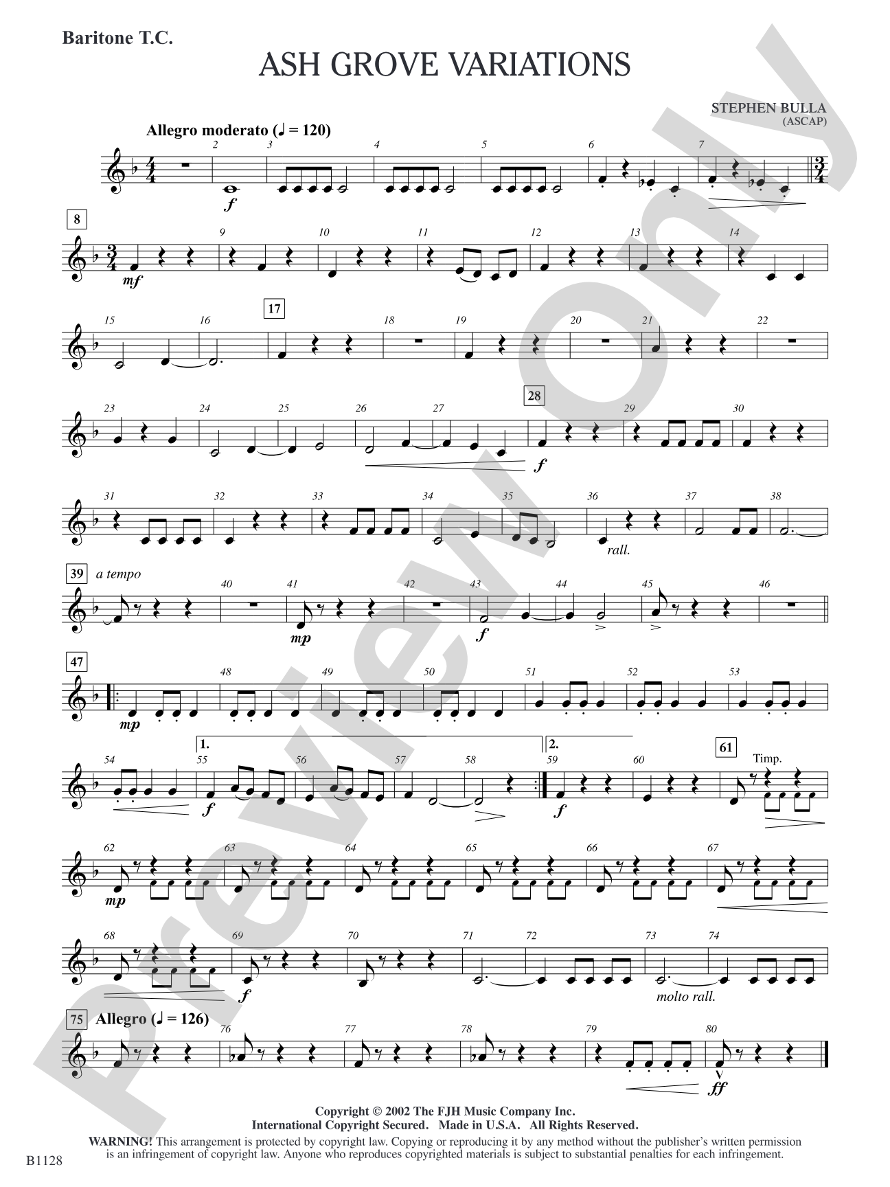 Ash Grove Variations: Baritone T.C.