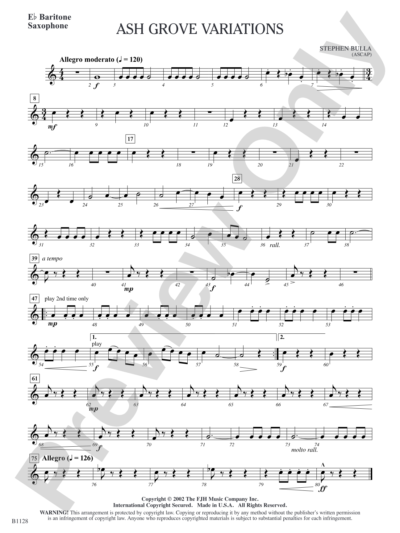 Ash Grove Variations: E-flat Baritone Saxophone