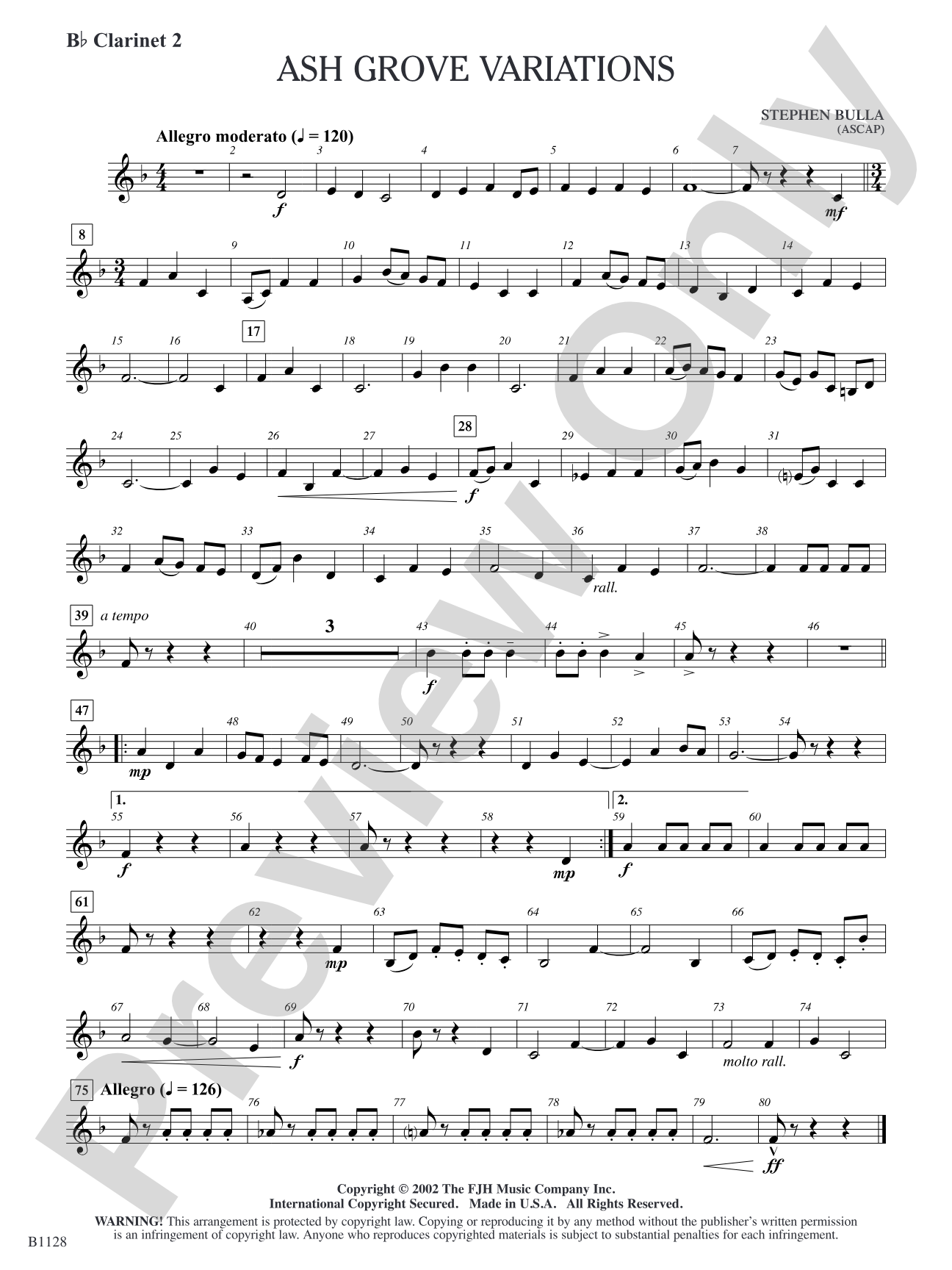 Ash Grove Variations: B-flat Clarinet 2