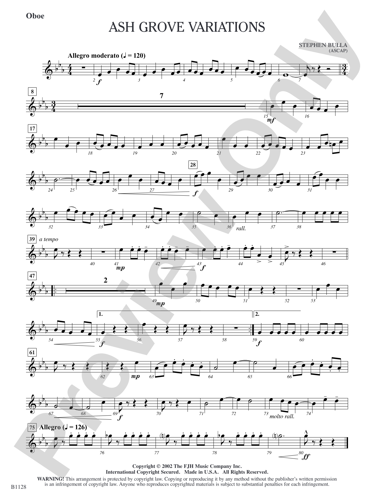Ash Grove Variations: Oboe