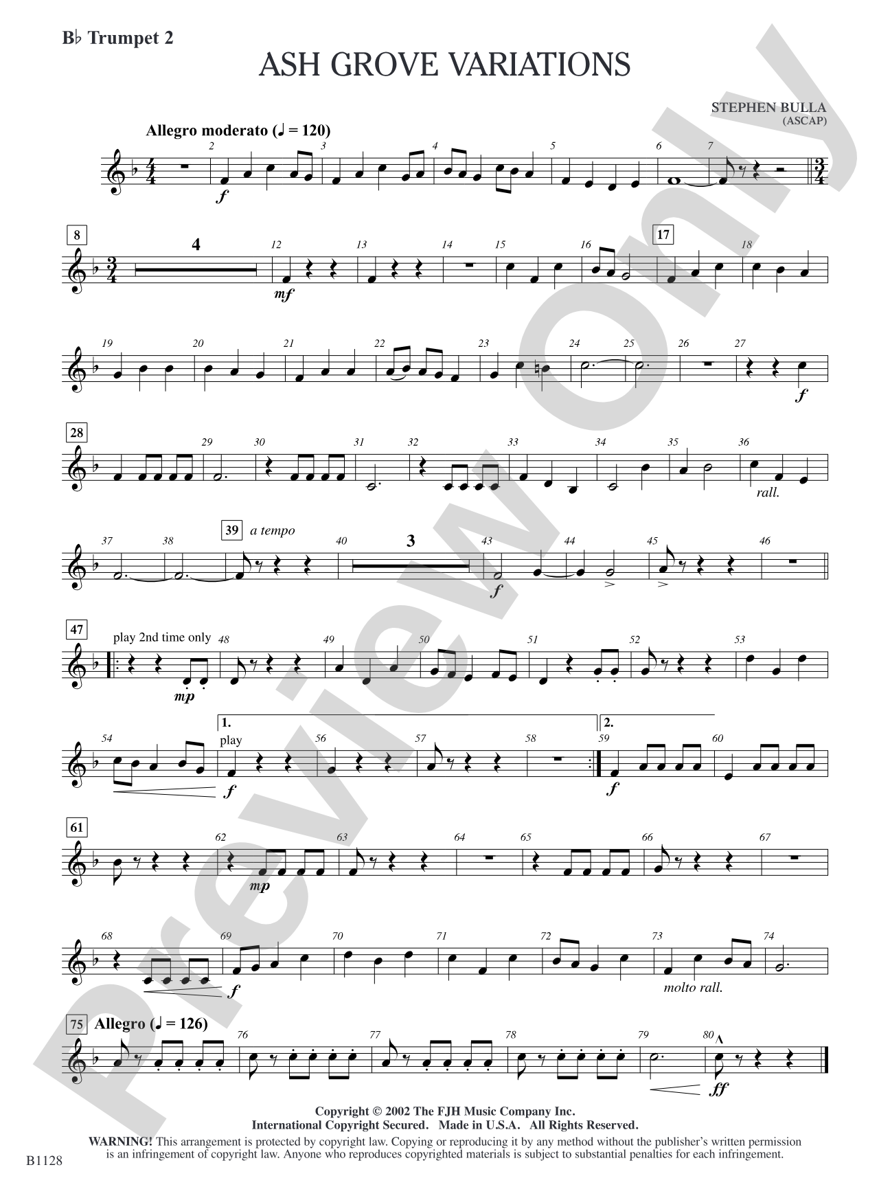 Ash Grove Variations: B-flat Trumpet 2