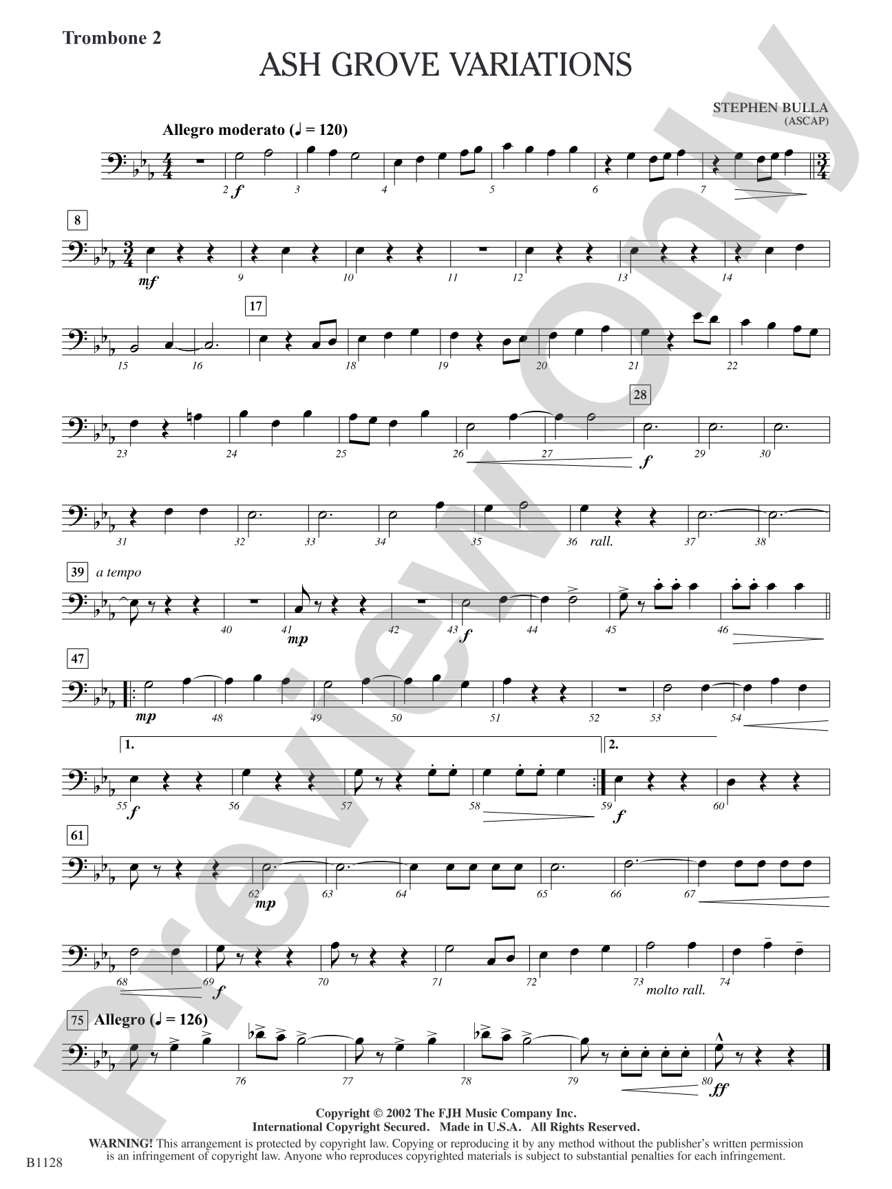 Ash Grove Variations: Trombone 2