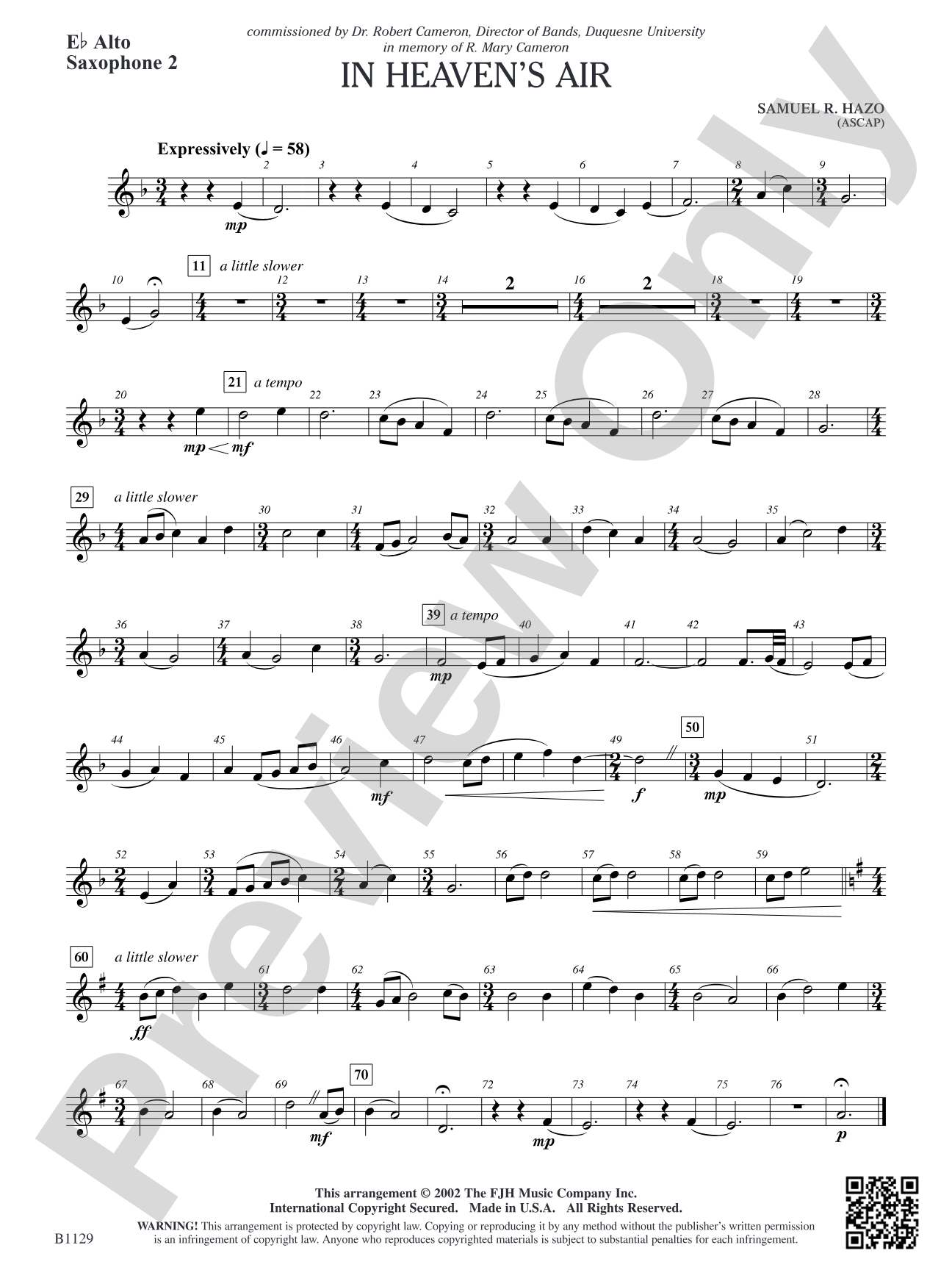 In Heaven's Air: E-flat Alto Saxophone 2