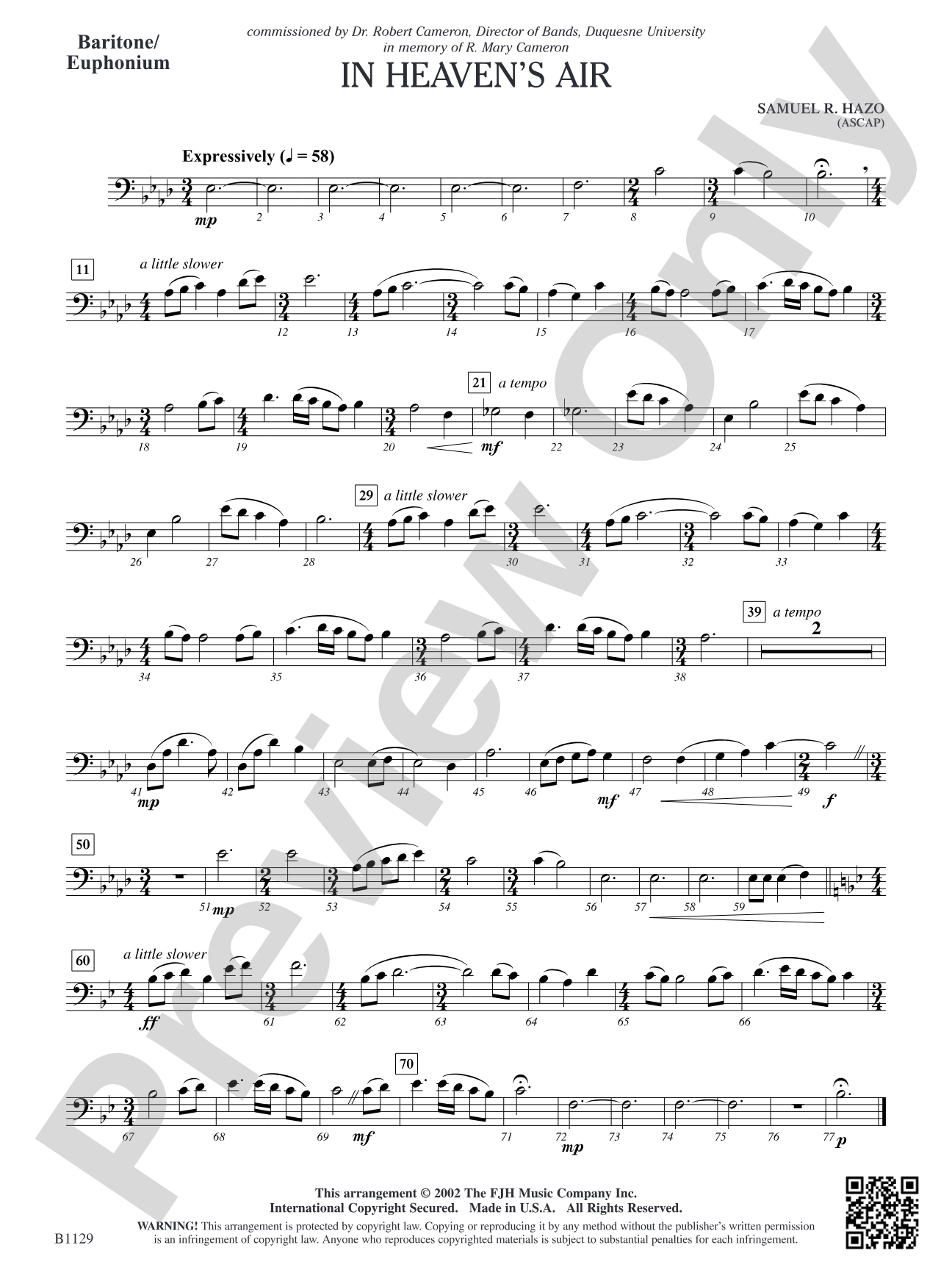 In Heaven's Air: Baritone/Euphonium