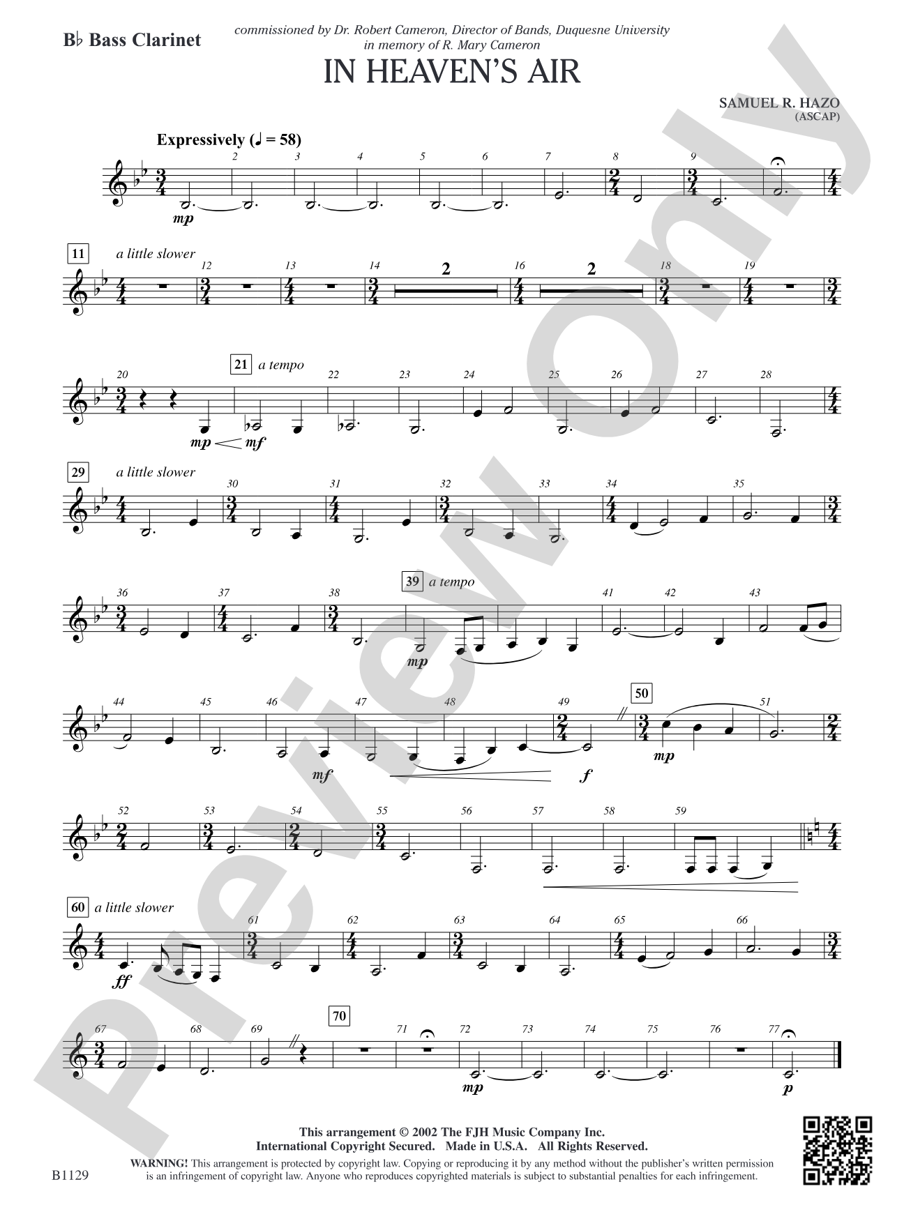 In Heaven's Air: B-flat Bass Clarinet