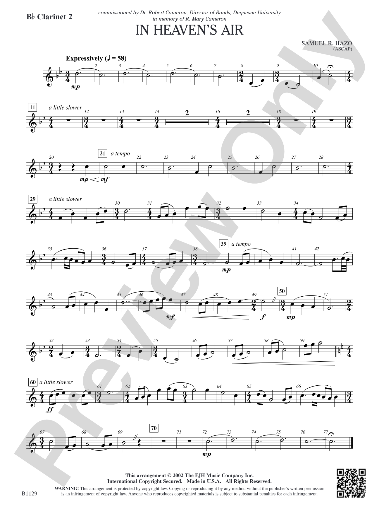 In Heaven's Air: B-flat Clarinet 2