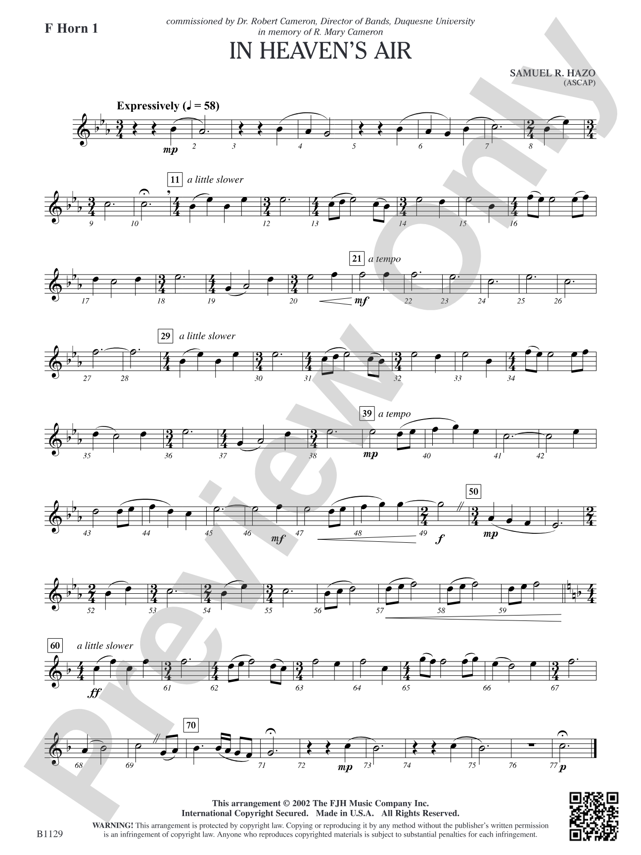 In Heaven's Air: F Horn 1