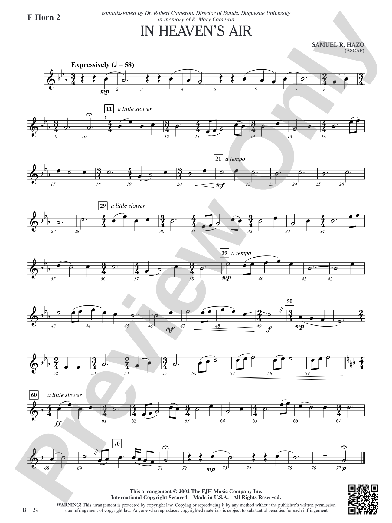 In Heaven's Air: F Horn 2
