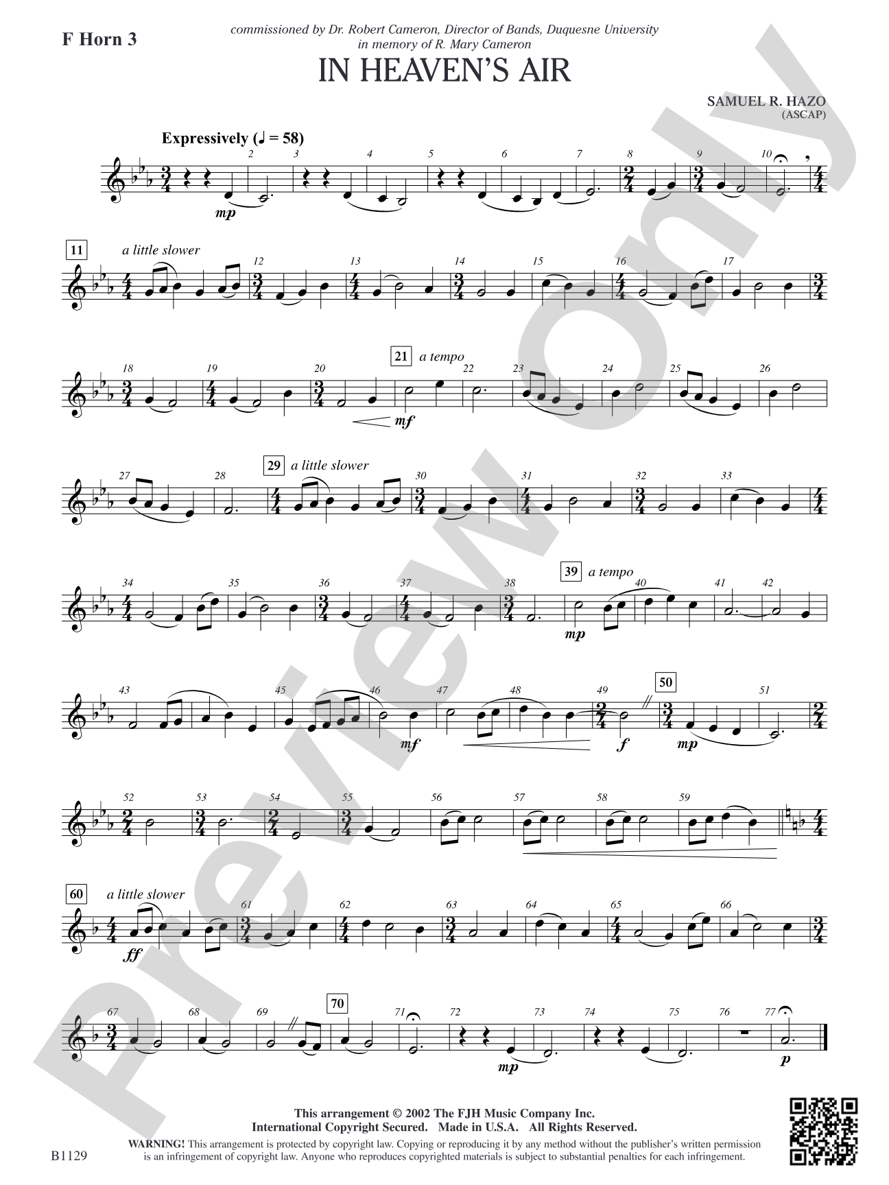 In Heaven's Air: F Horn 3