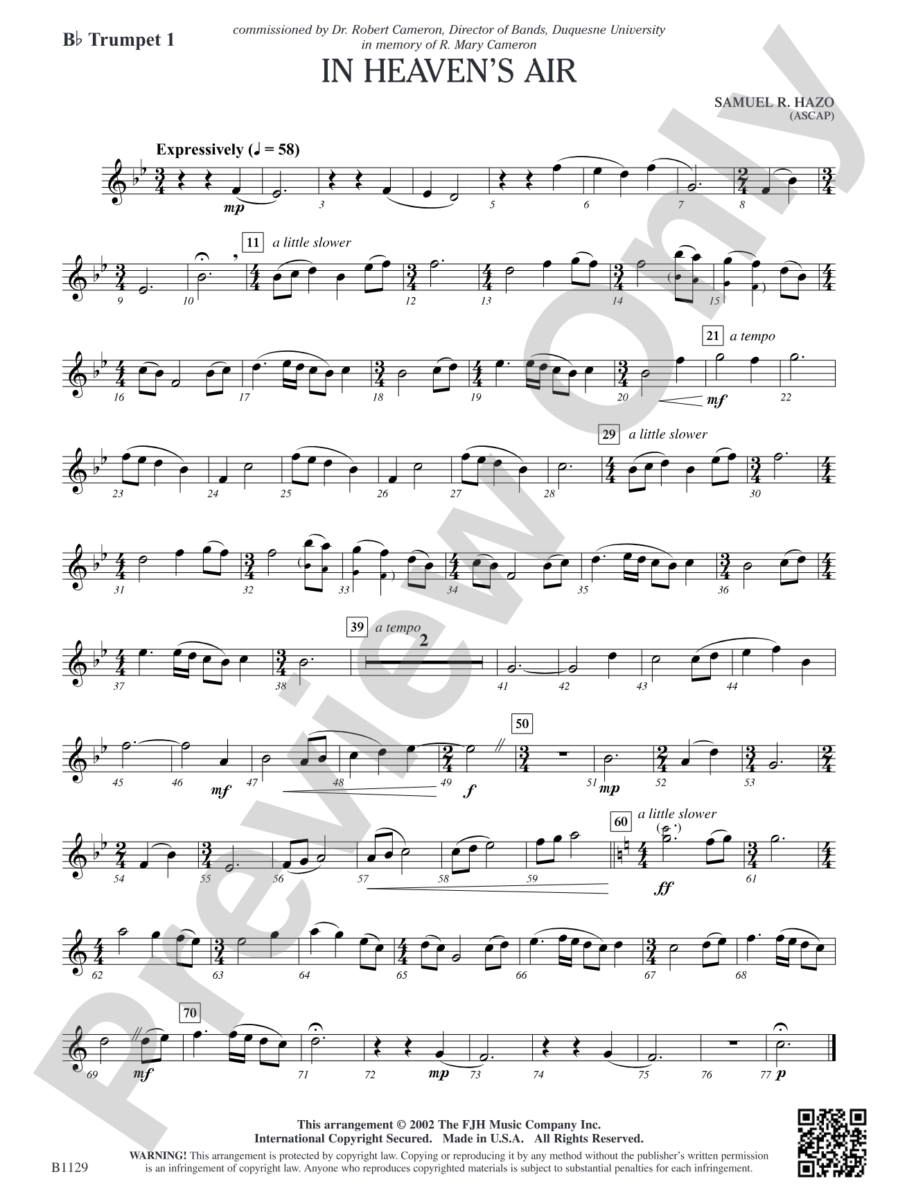 In Heaven's Air: B-flat Trumpet 1