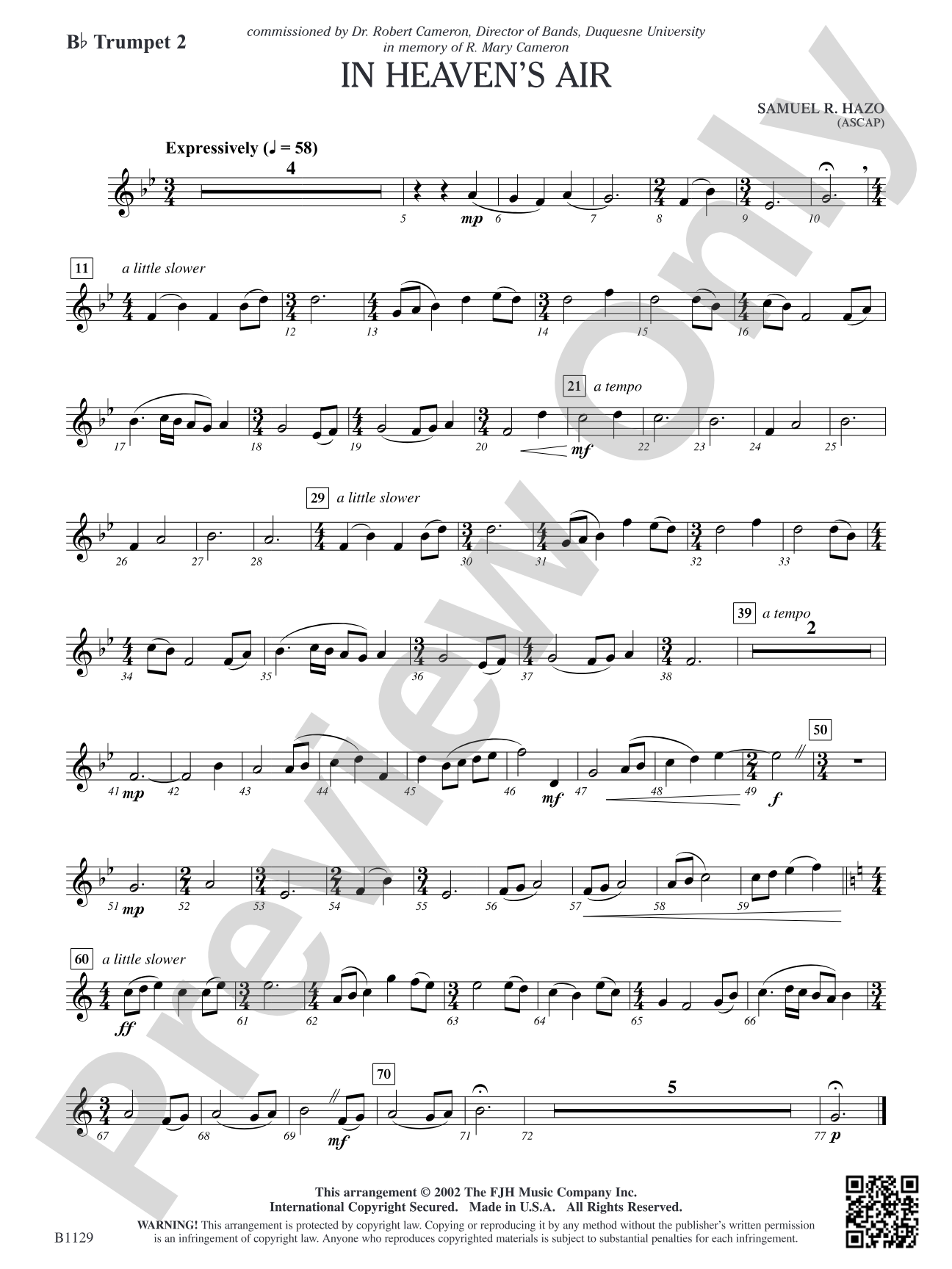 In Heaven's Air: B-flat Trumpet 2