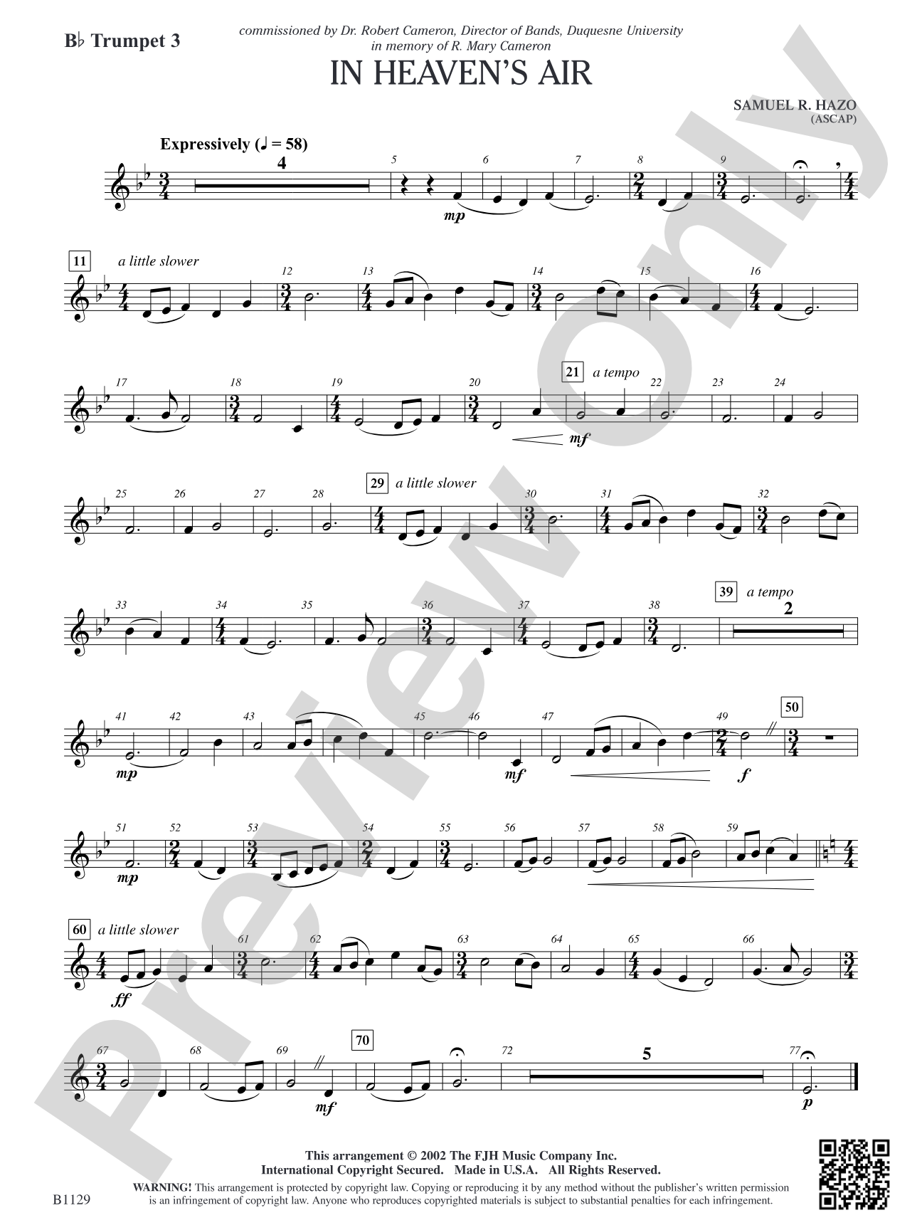 In Heaven's Air: B-flat Trumpet 3