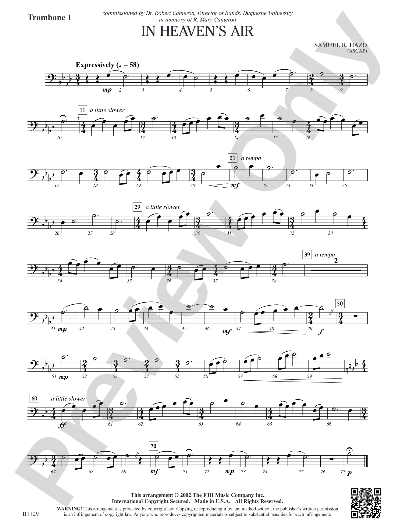 In Heaven's Air: Trombone 1