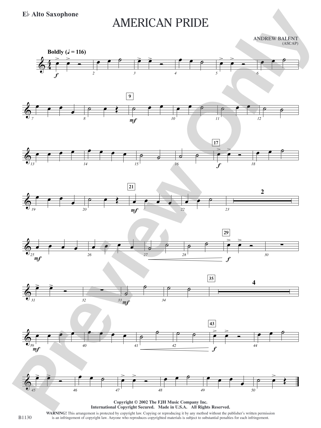 American Pride: E-flat Alto Saxophone