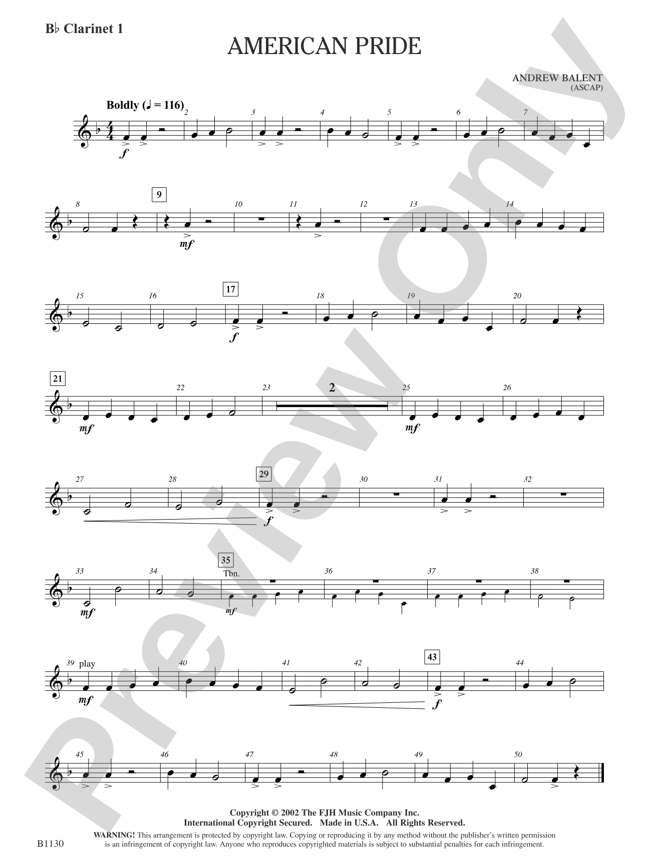 American Pride: B-flat Clarinet 1