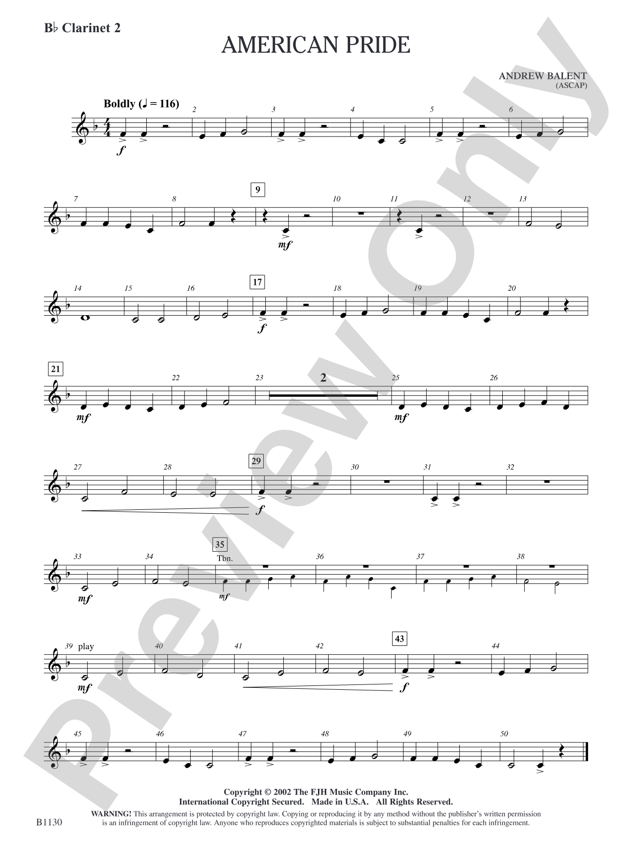 American Pride: B-flat Clarinet 2