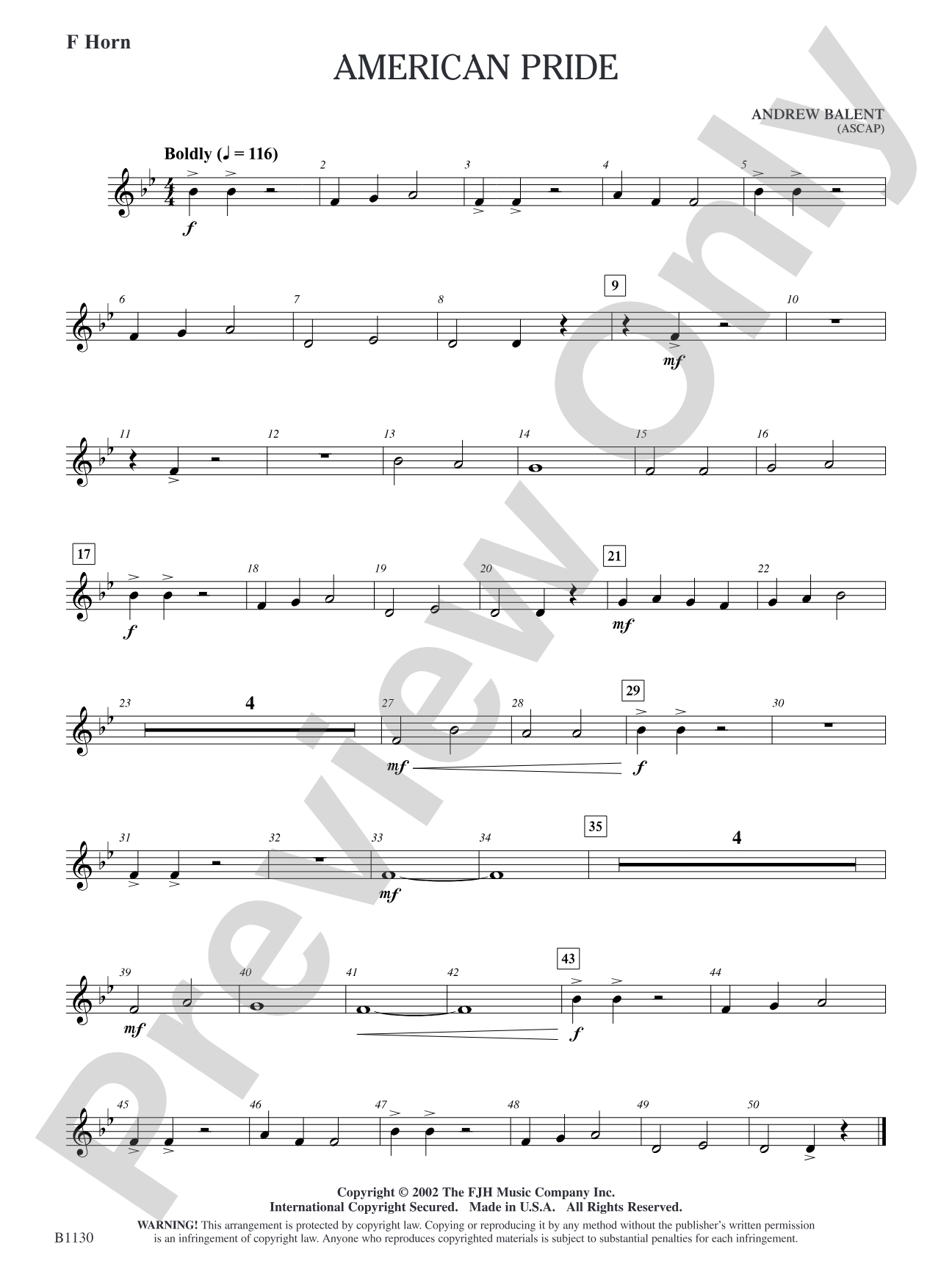American Pride: F Horn