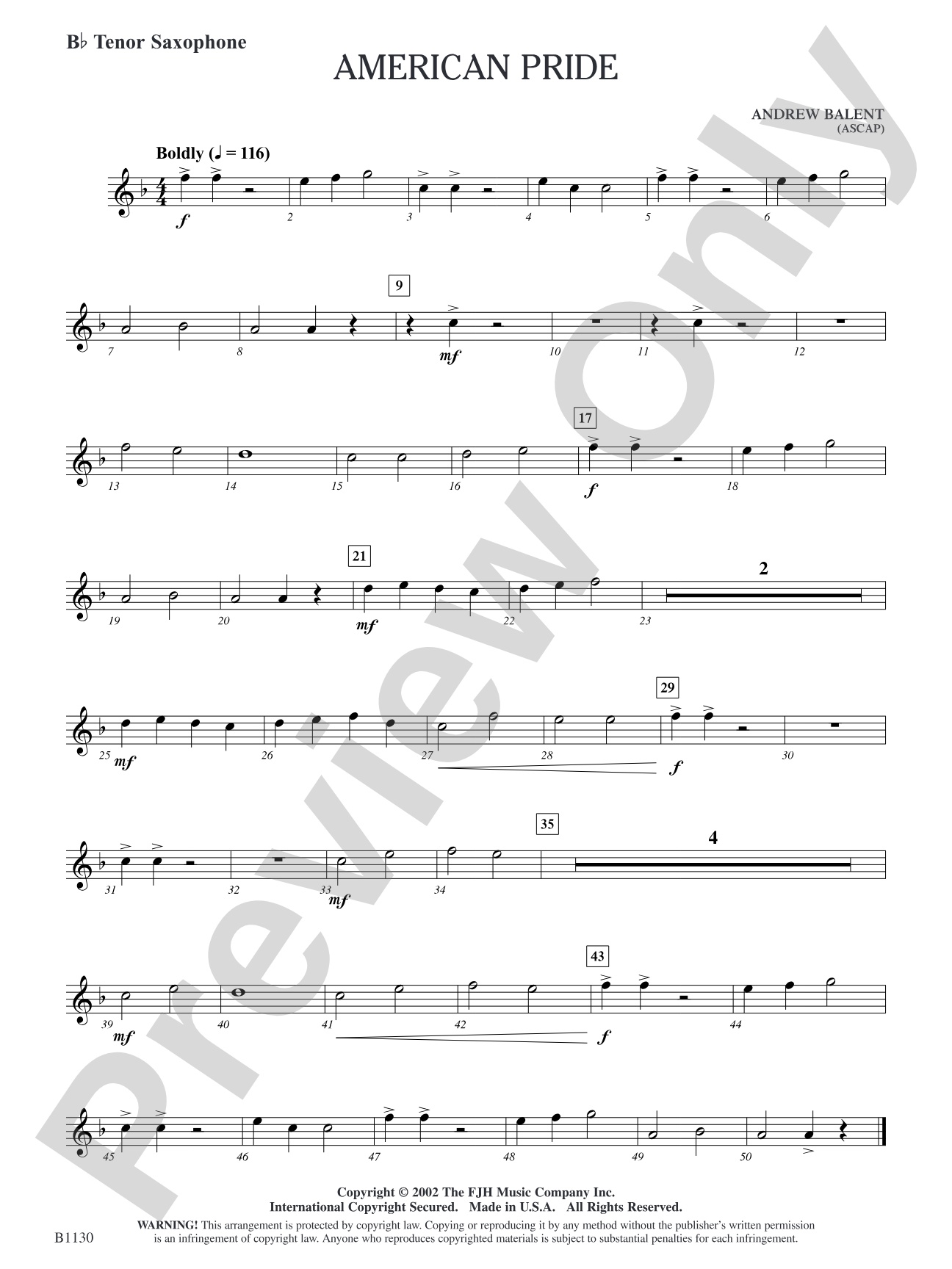 American Pride: B-flat Tenor Saxophone