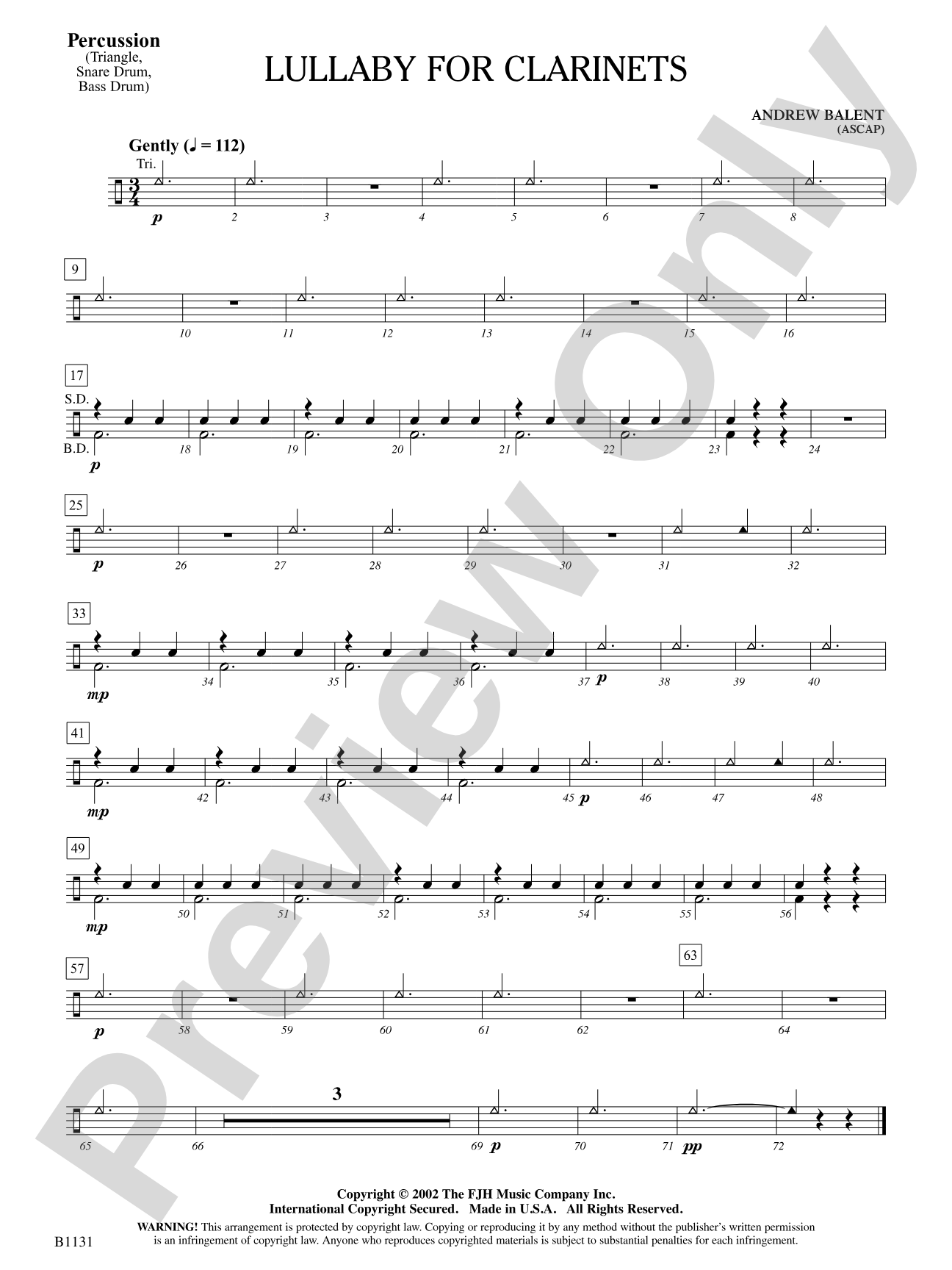 Lullaby for Clarinets: Percussion