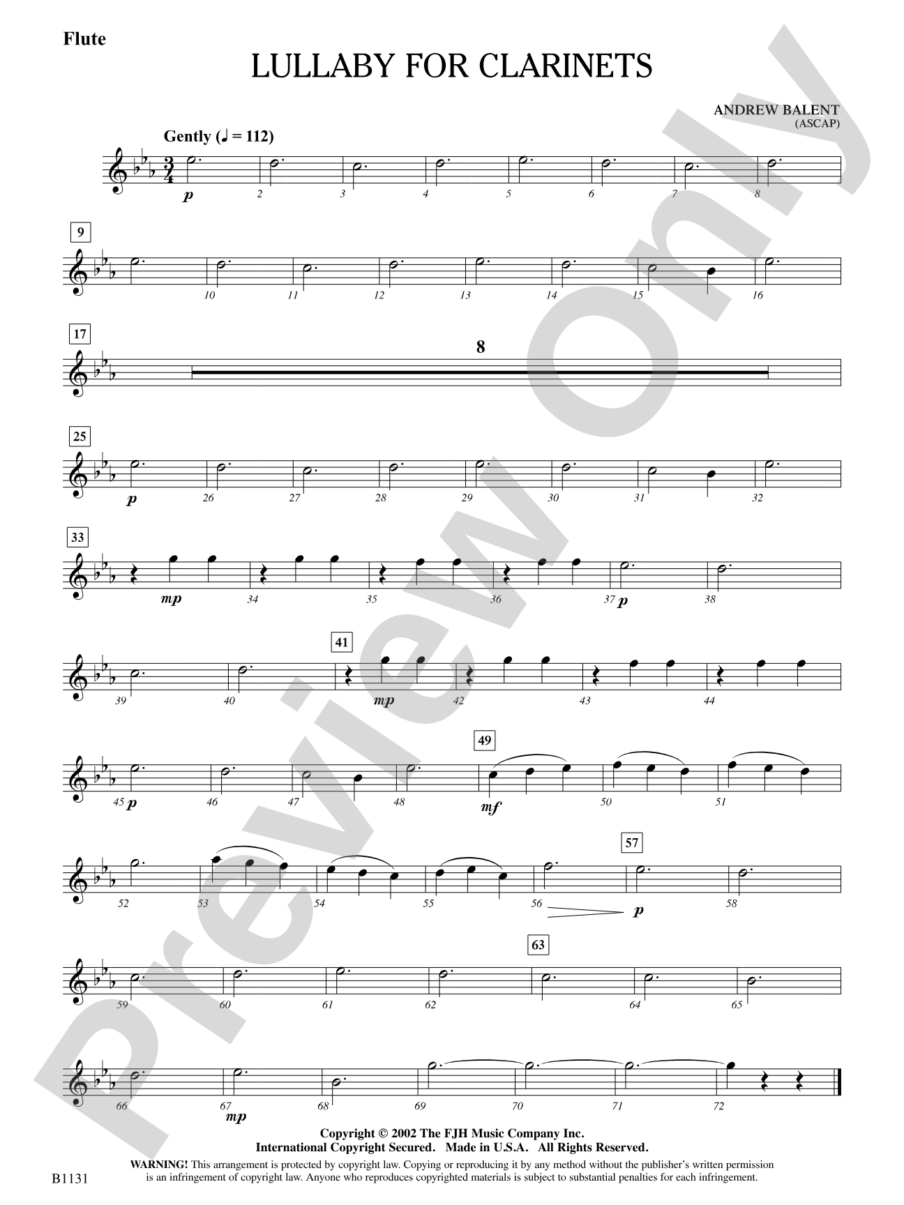 Lullaby for Clarinets: Flute