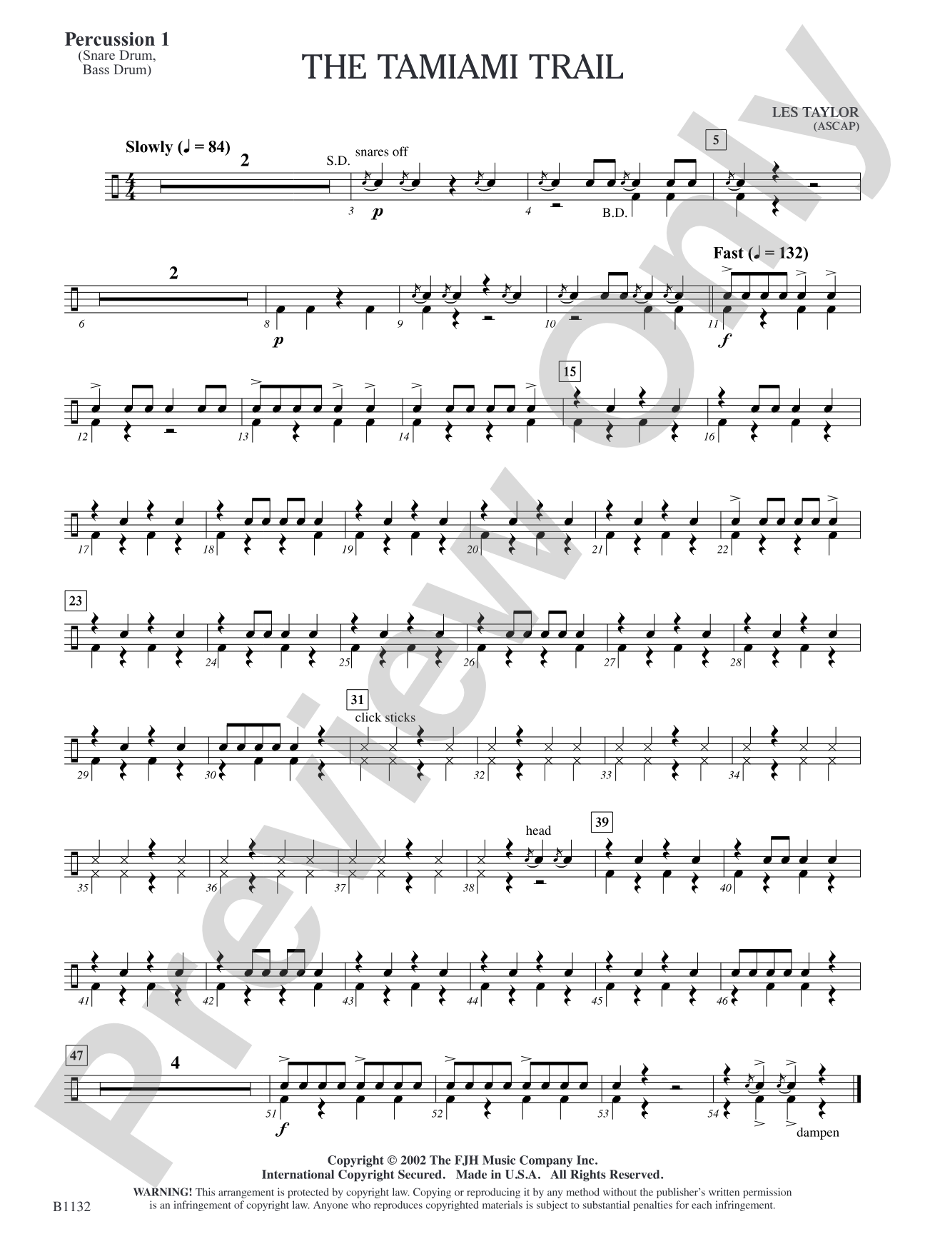 The Tamiami Trail: Percussion 1