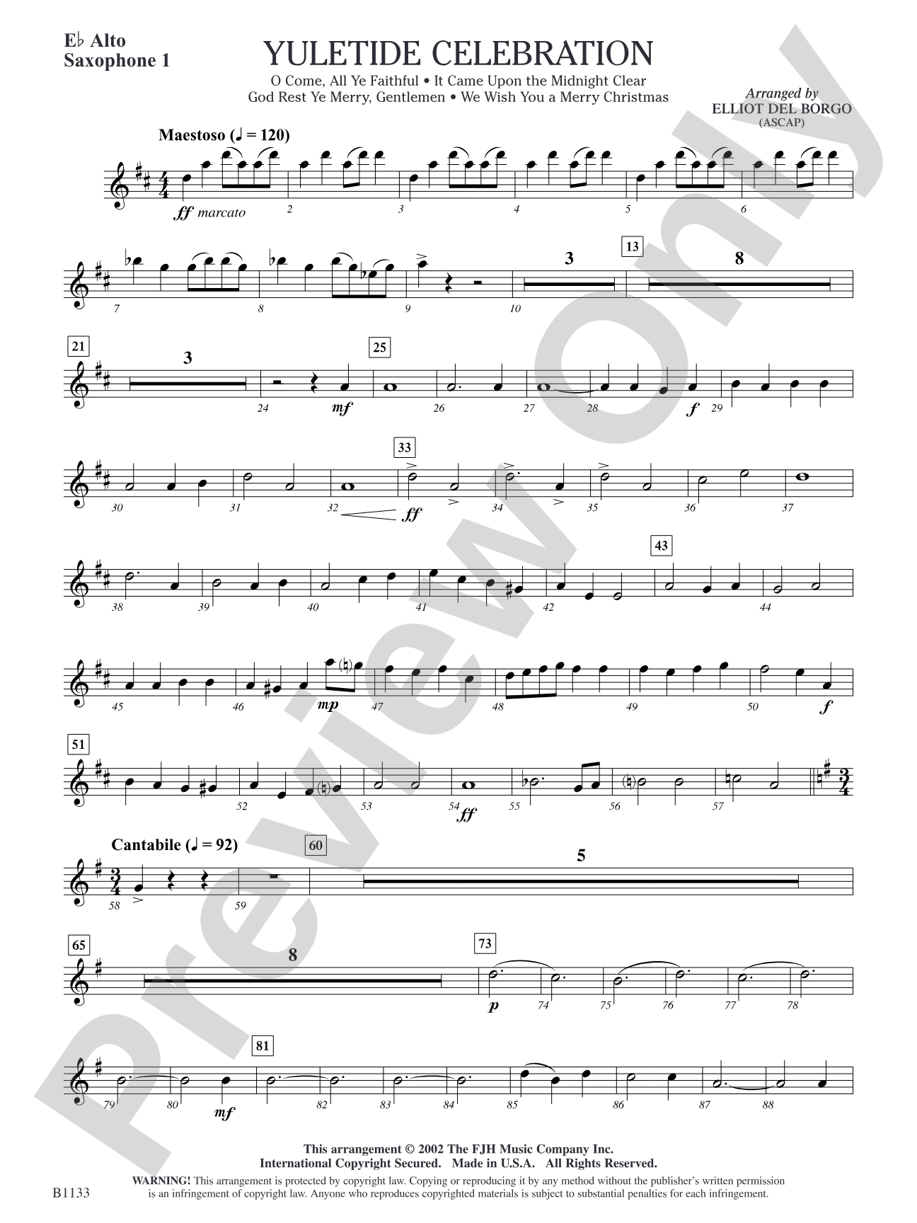 Yuletide Celebration: E-flat Alto Saxophone 1