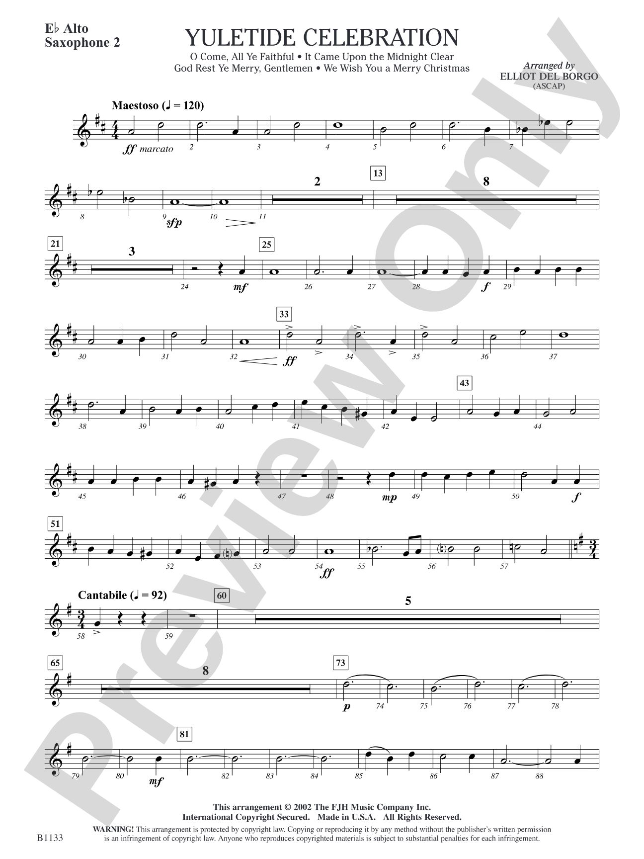 Yuletide Celebration: E-flat Alto Saxophone 2