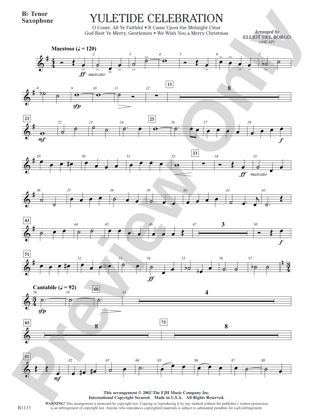 Yuletide Celebration: B-flat Tenor Saxophone