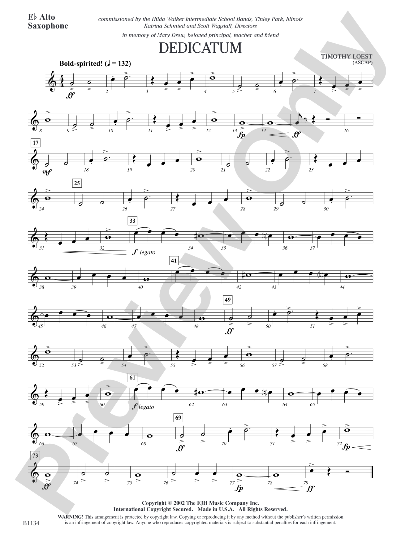 Dedicatum: E-flat Alto Saxophone