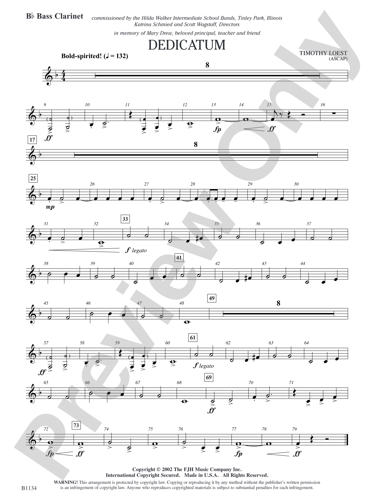 Dedicatum: B-flat Bass Clarinet