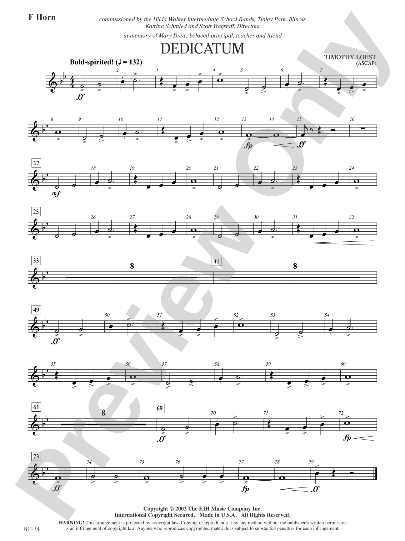 Dedicatum: F Horn