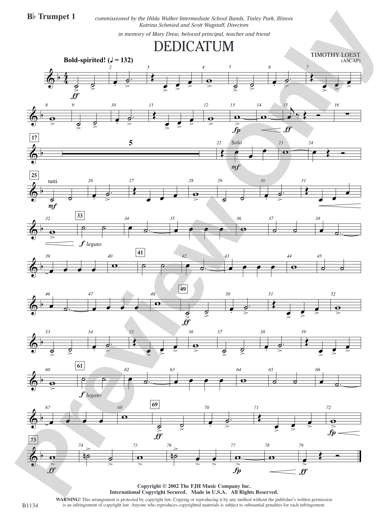 Dedicatum: B-flat Trumpet 1
