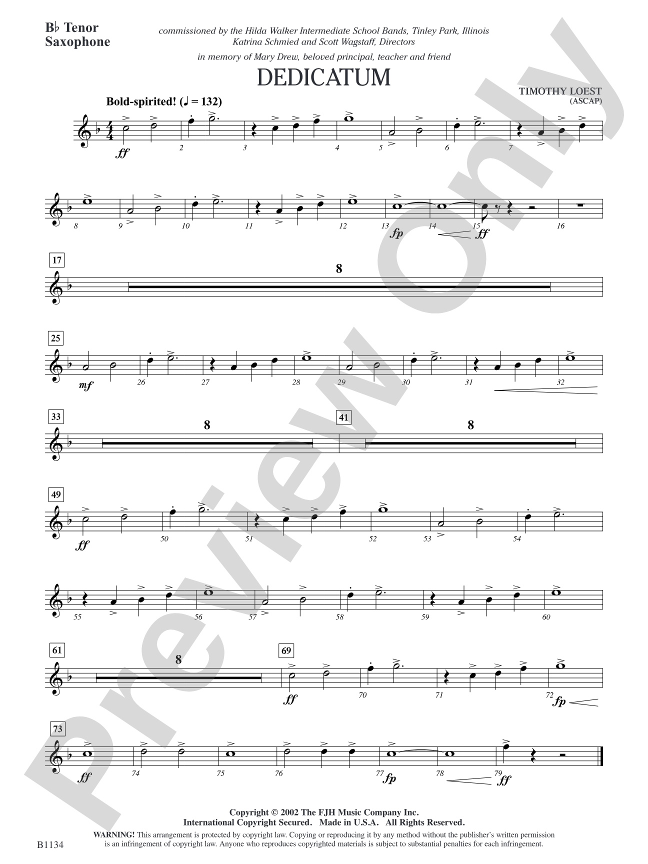 Dedicatum: B-flat Tenor Saxophone