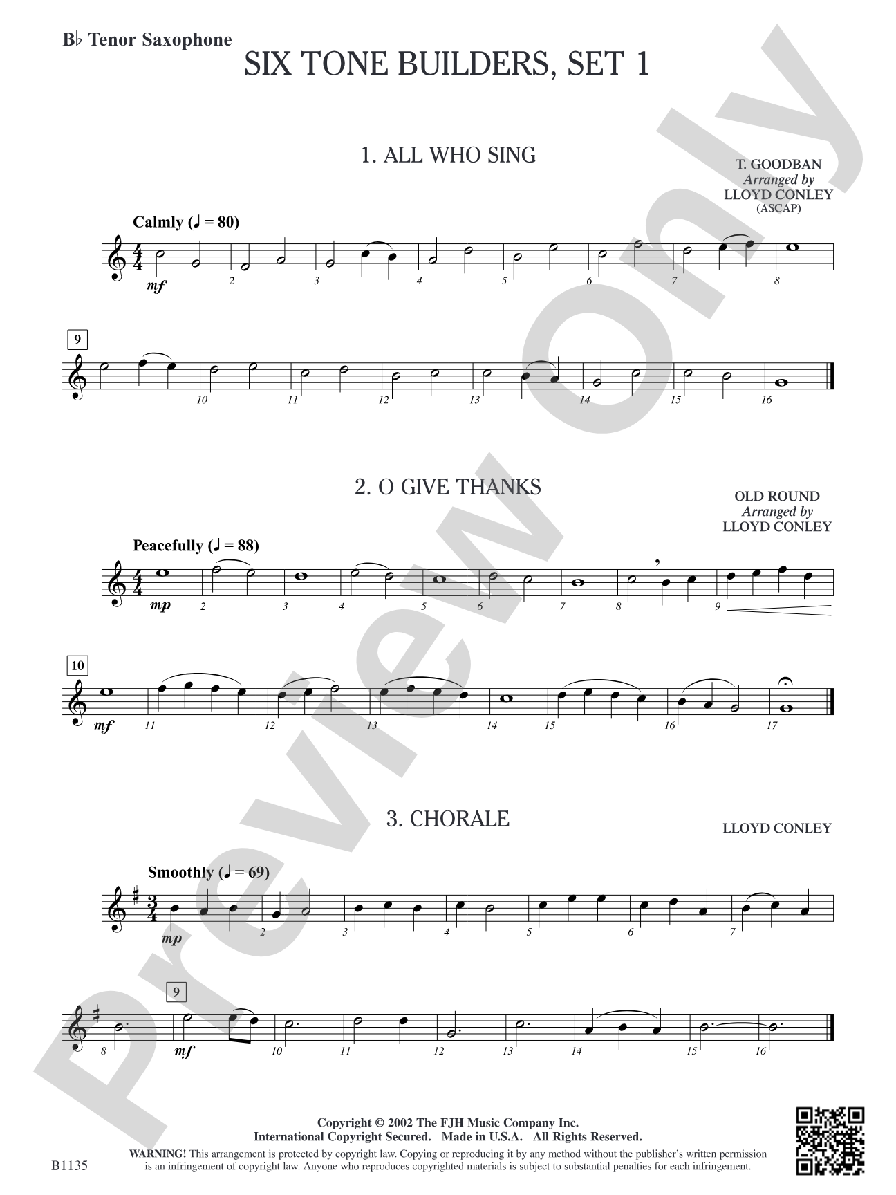 Six Tone Builders, Set 1: B-flat Tenor Saxophone
