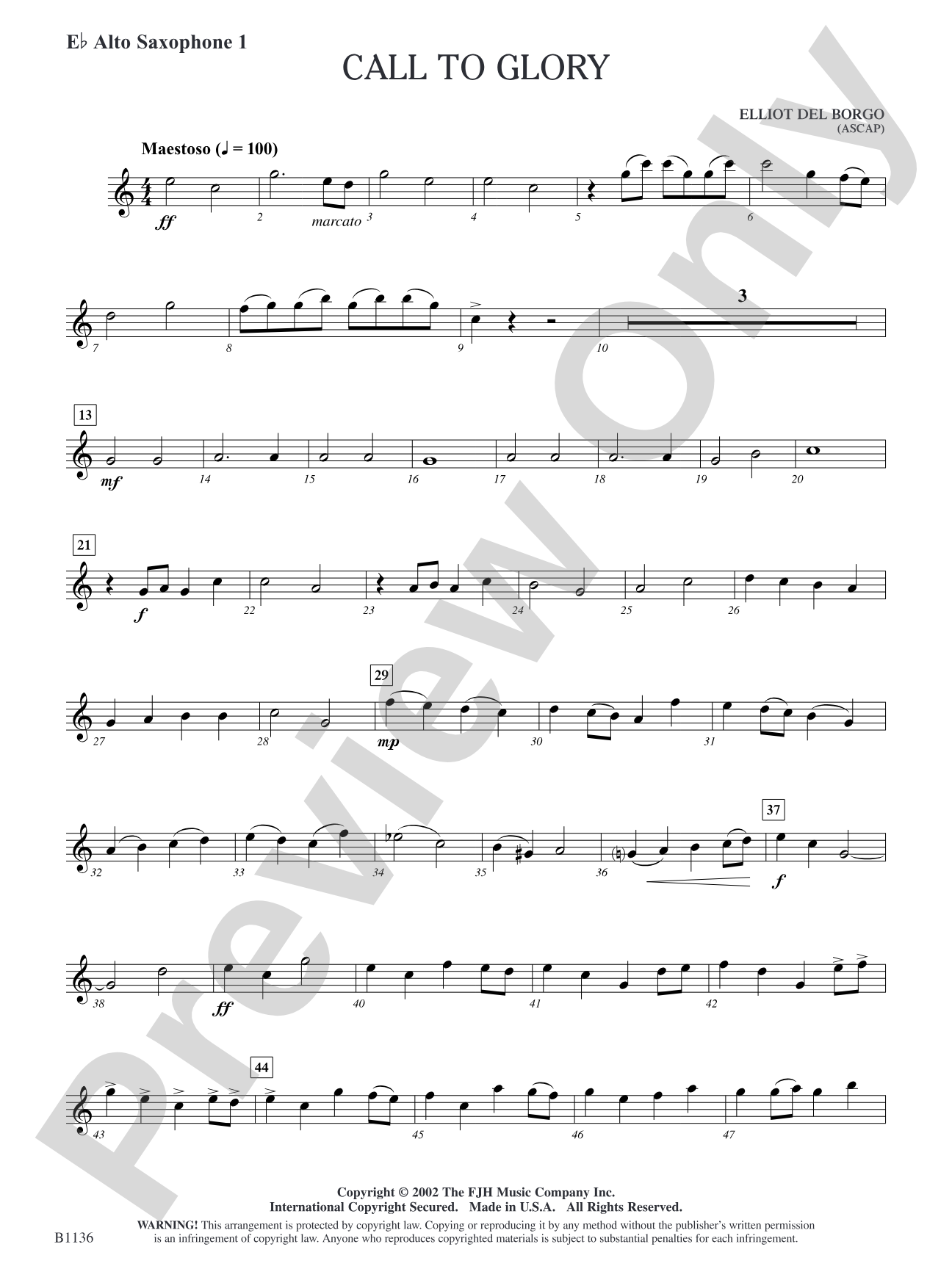Call to Glory: E-flat Alto Saxophone 1