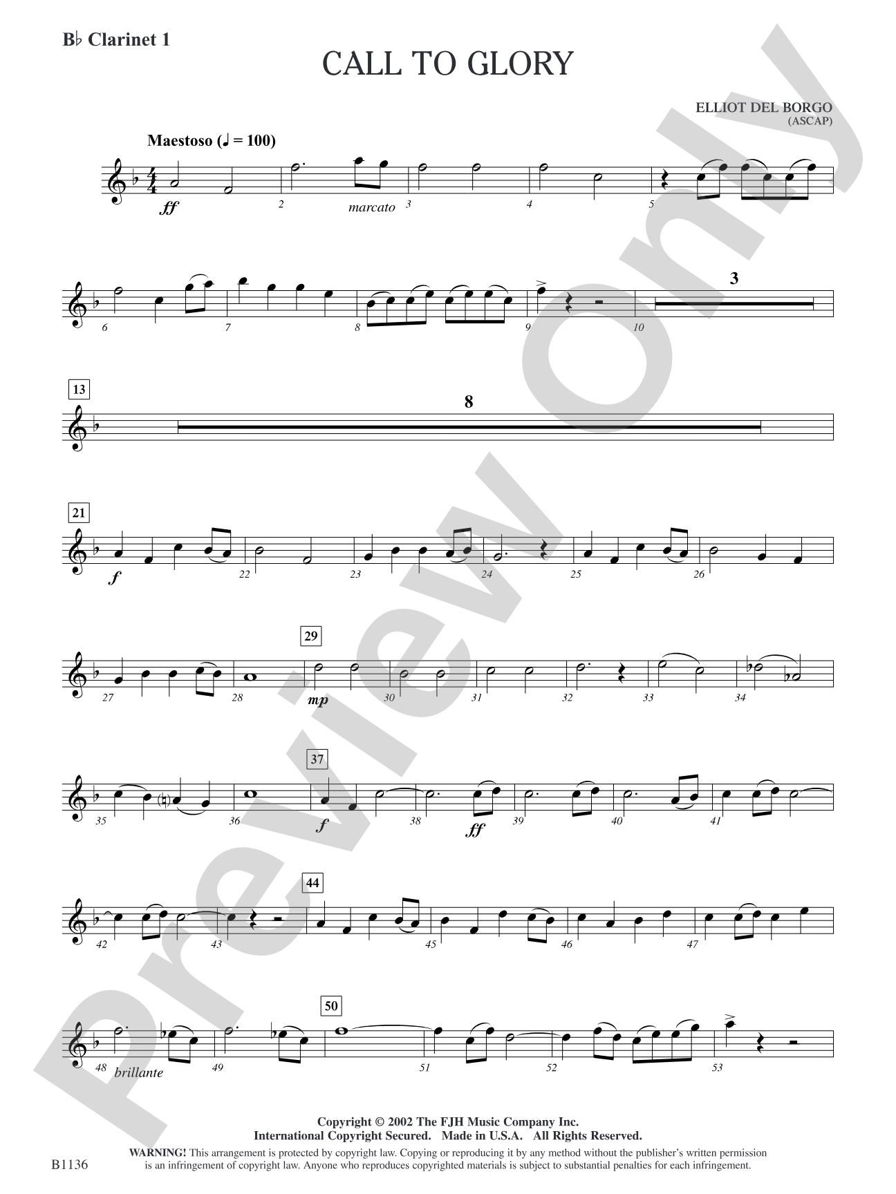 Call to Glory: B-flat Clarinet 1