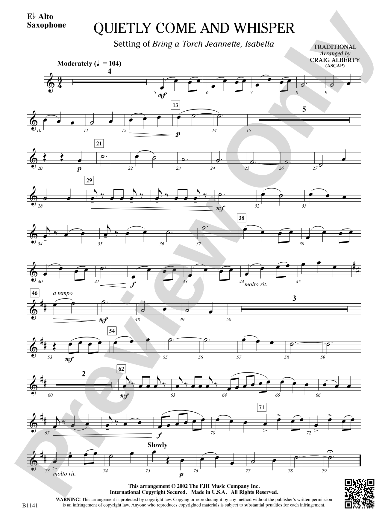 Quietly Come and Whisper: E-flat Alto Saxophone
